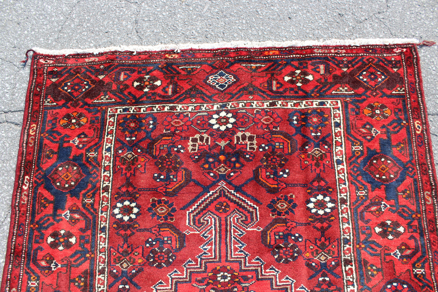 Bright Red 4x7 Vintage Tribal Persian Style Handmade Wool Rug