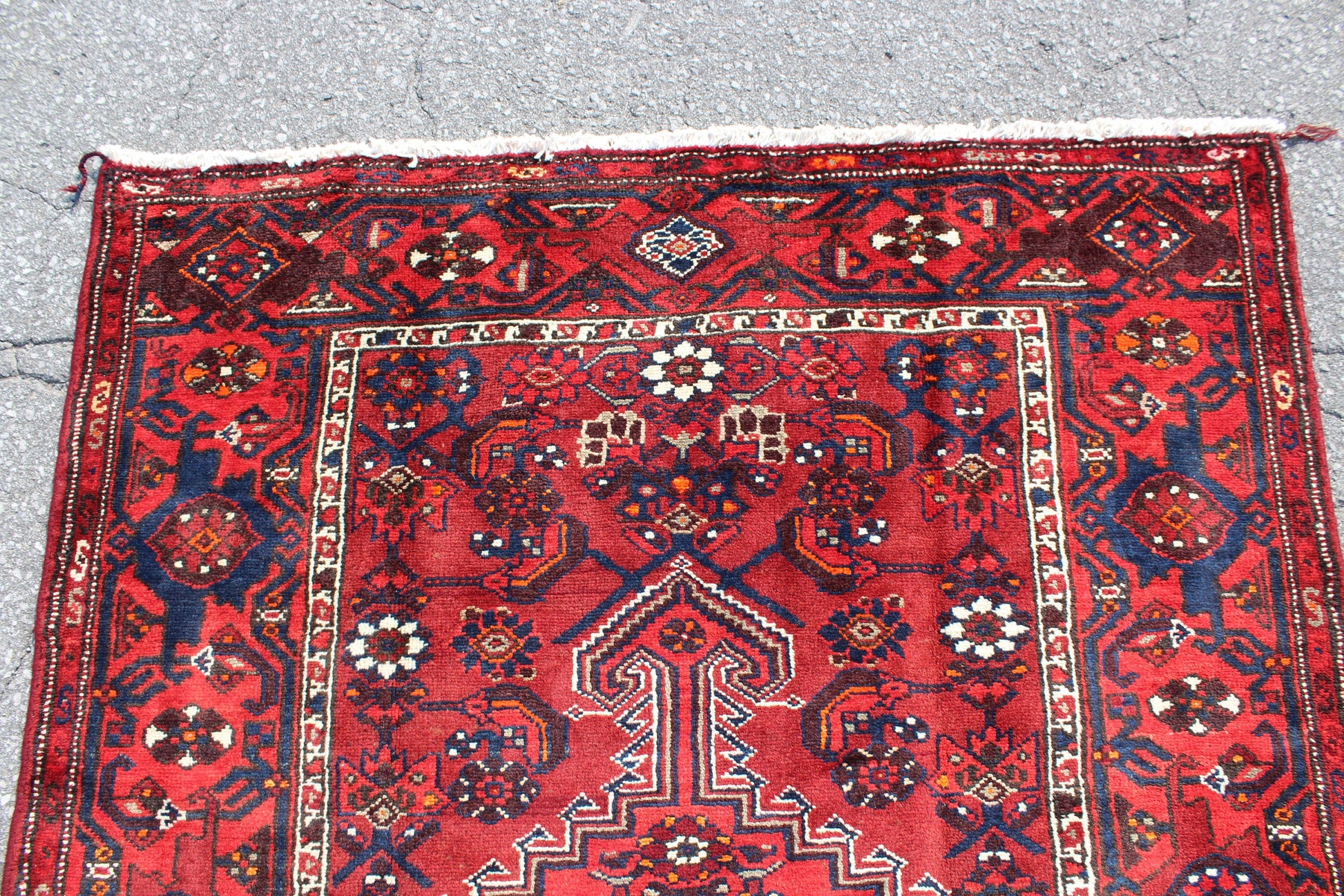 Bright Red 4x7 Vintage Tribal Persian Style Handmade Wool Rug