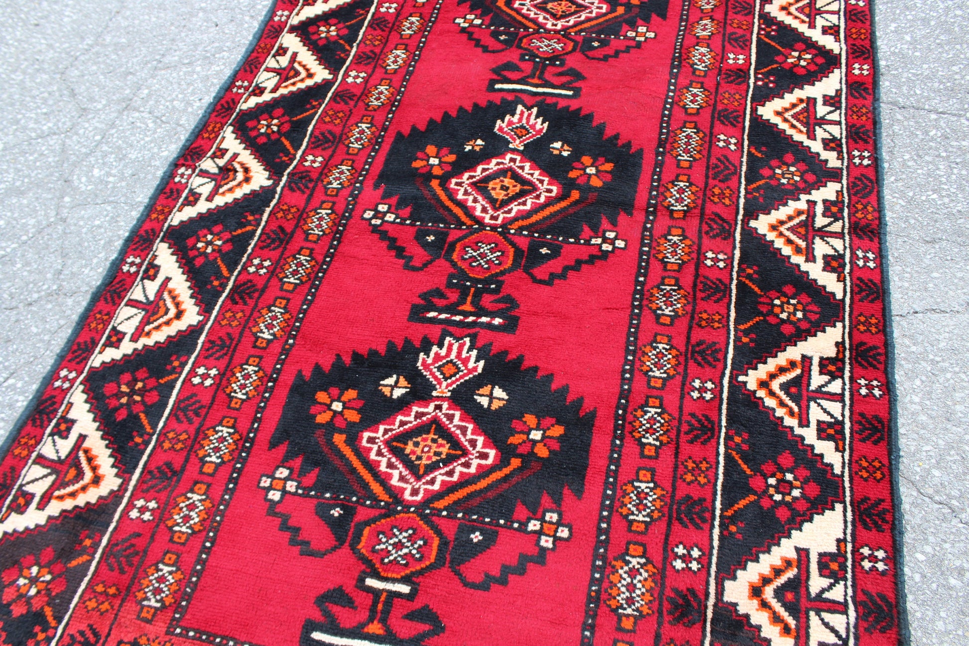 Red Black 4x6 Vintage Tribal Handmade Wool Area Rug