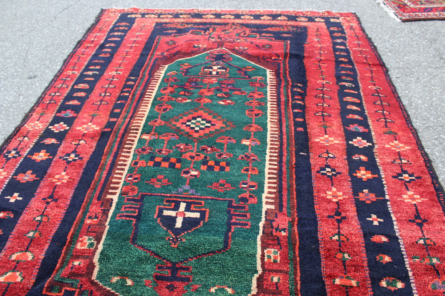 Red Blue 5x7 Vintage Wool Area Rug