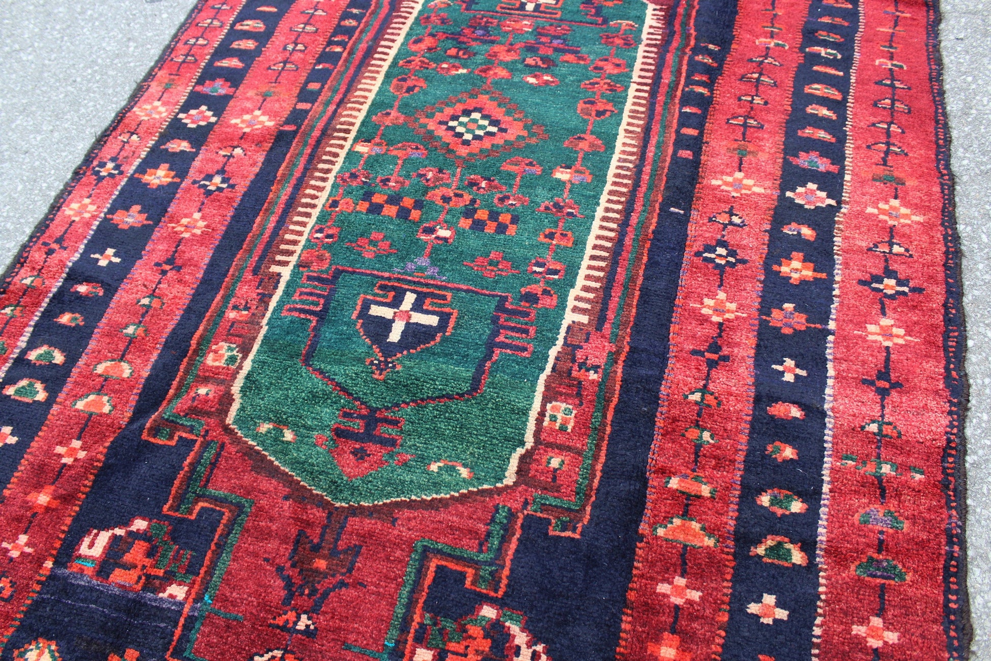 Red Blue 5x7 Vintage Wool Area Rug