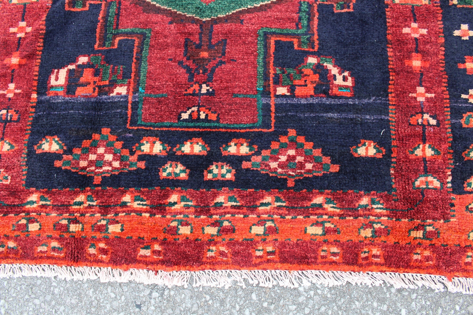 Red Blue 5x7 Vintage Wool Area Rug