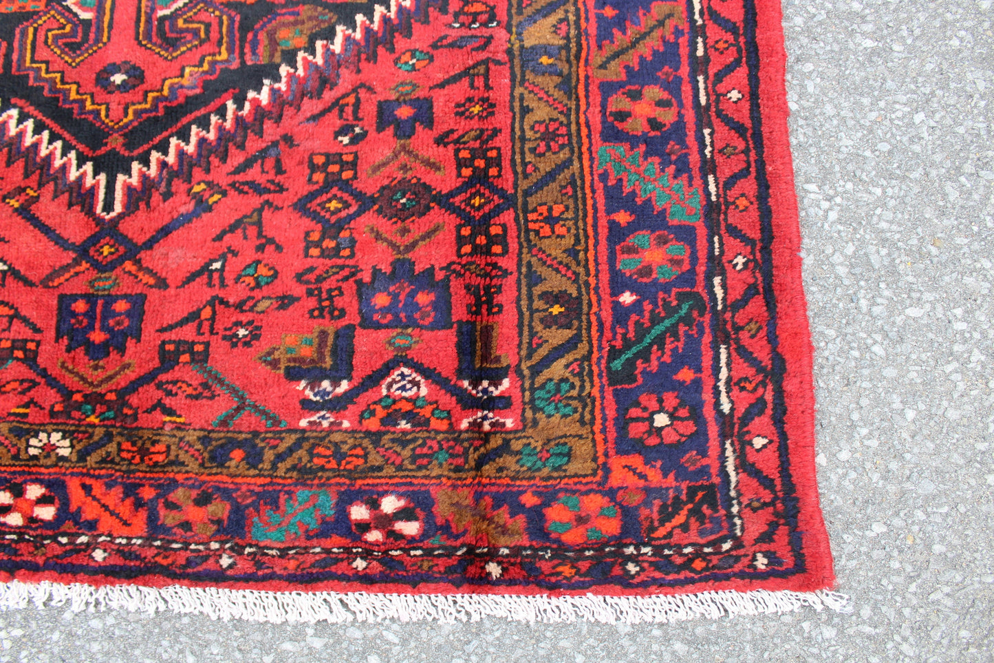 Red Blue 5x7 Vintage Tribal Handmade Rug