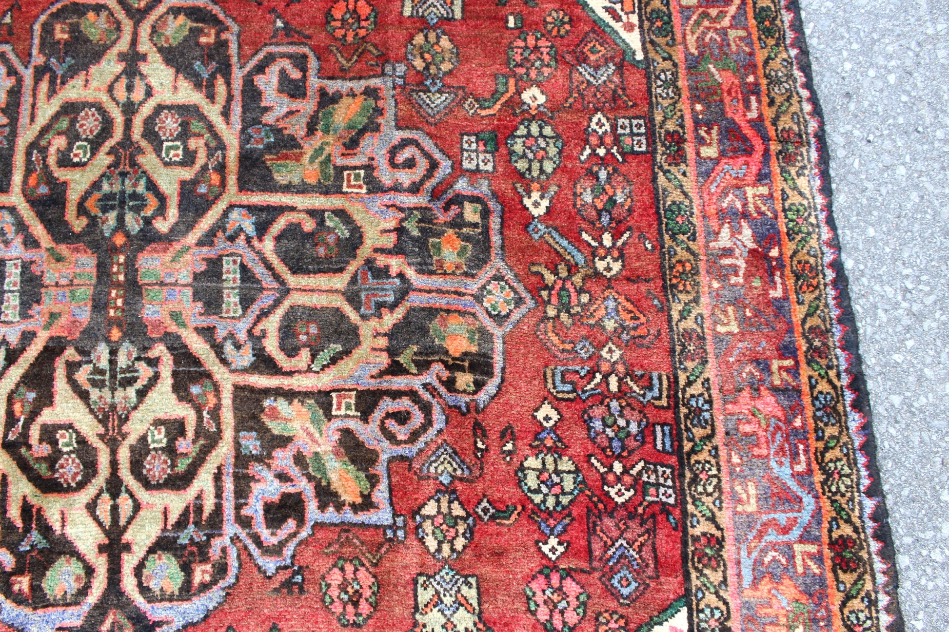 Red White 4x6 Vintage Tribal One of a Kind Rug
