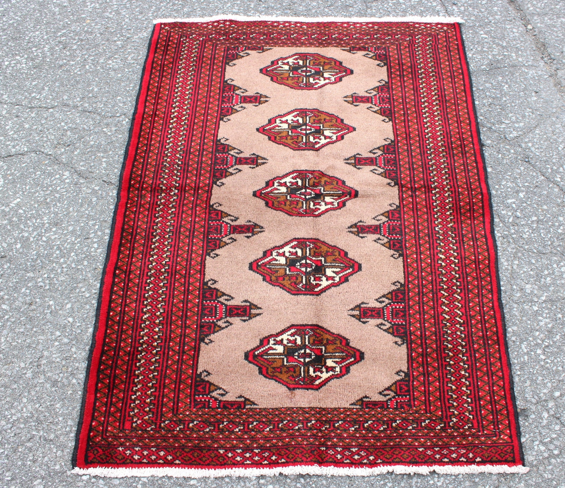 Red Peach 3x4 Vintage Tribal Oriental Persian Handmade Rug