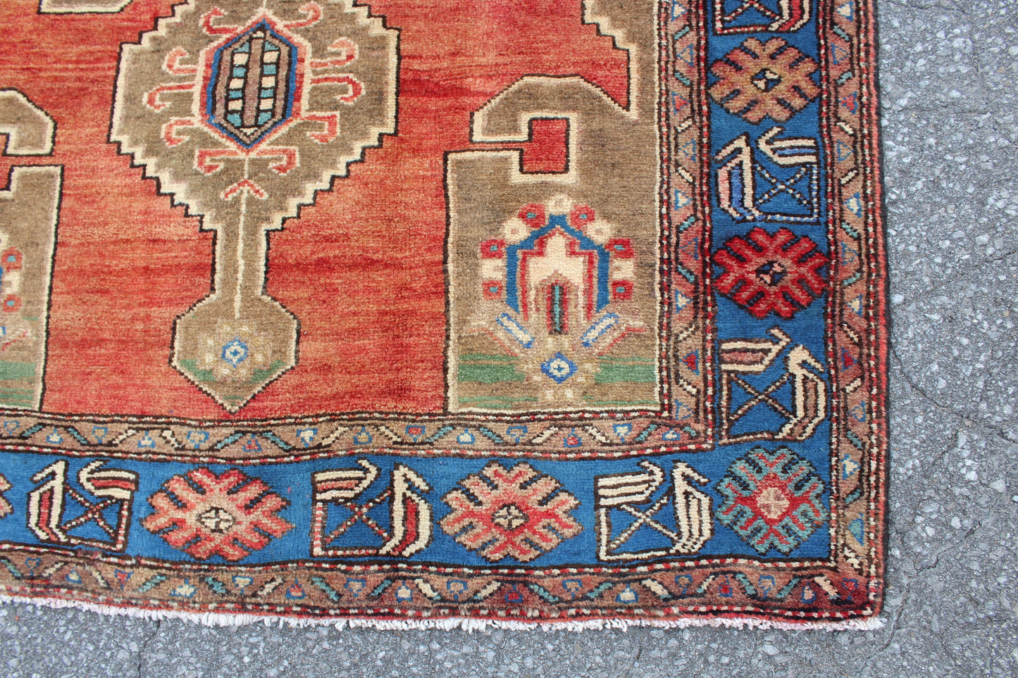 Orange Dark Beige 4x6 Wool Thick Pile Turkish Area Rug