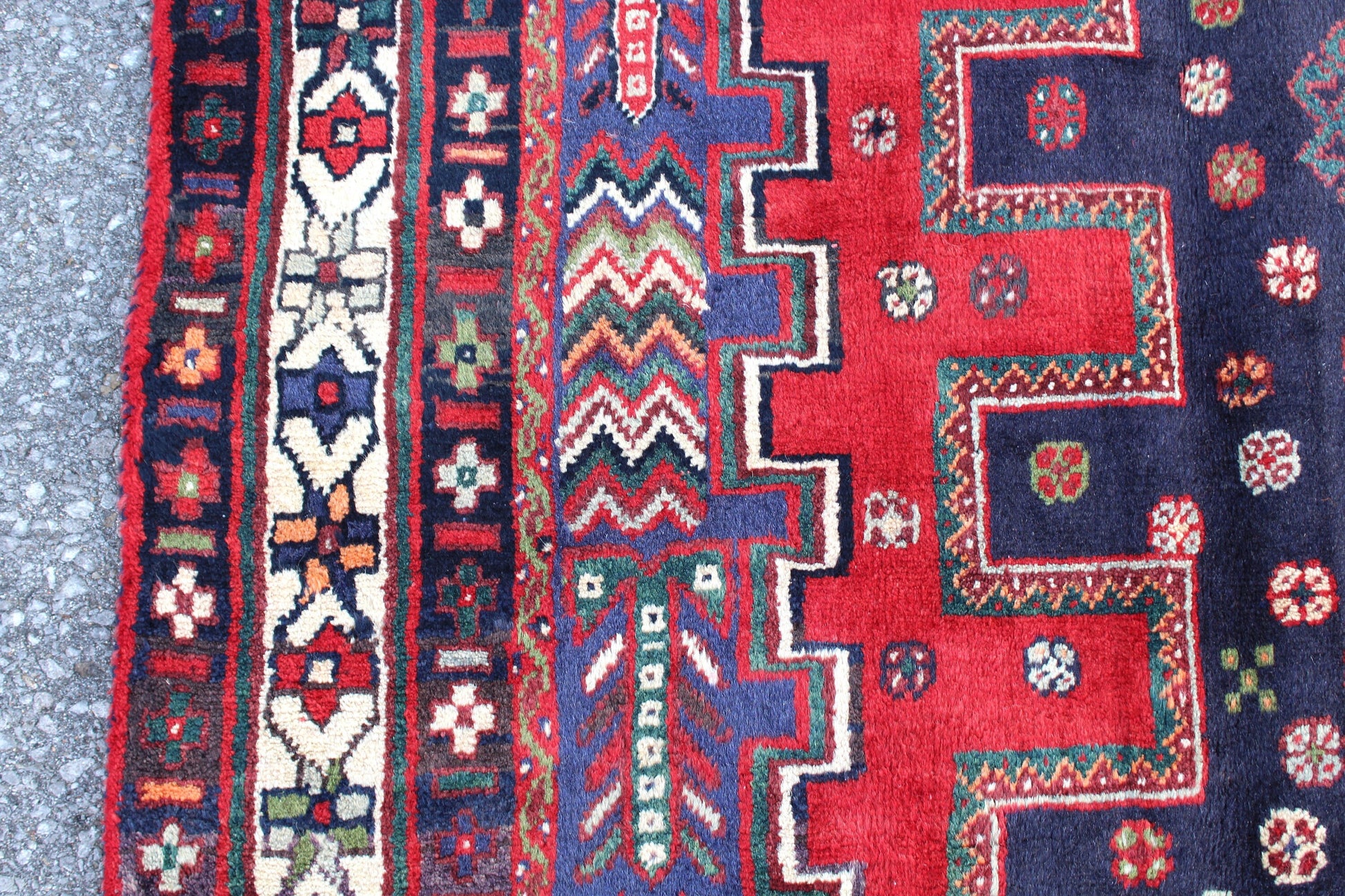Red Blue 5x8 Vintage Rug | Tribal Oriental Persian Rug | Kazak Bohemian Rug | Handmade Rug