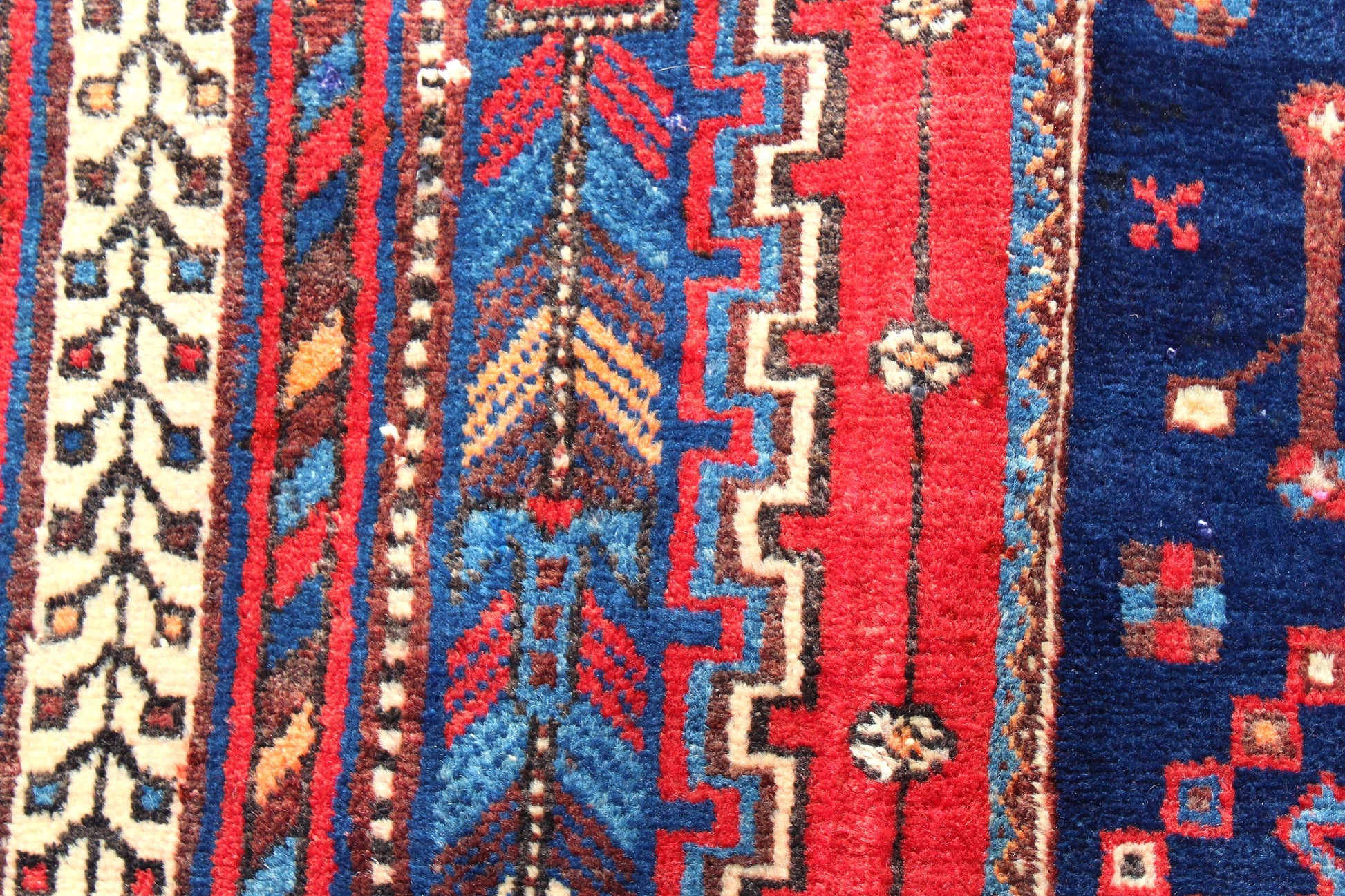 Red Blue 5x7  Vintage Rug | Tribal Oriental Persian Rug | Kazak Bohemian Rug | Handmade Rug | One of a Kind Rug