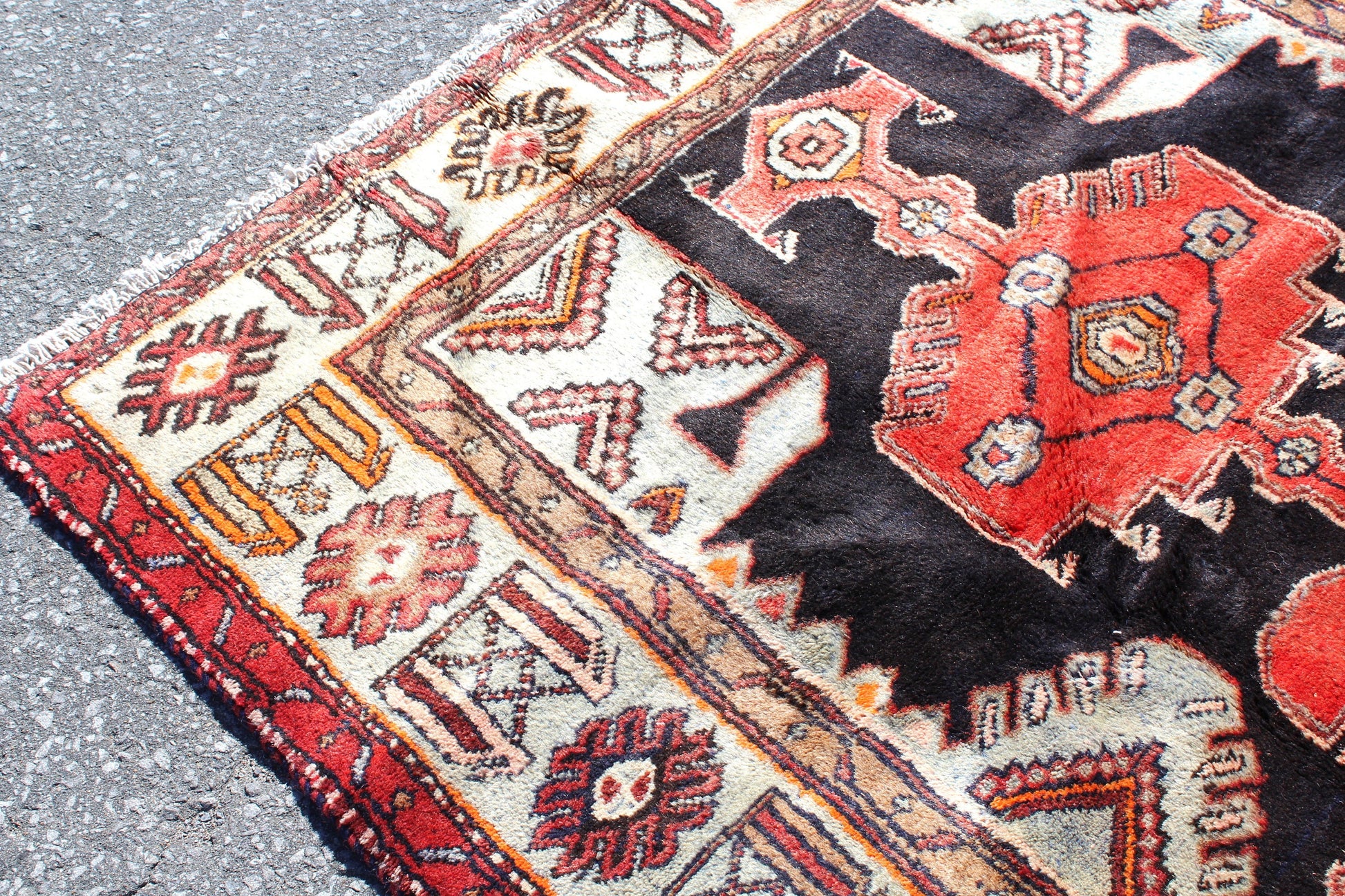 Pink Black 4x7  Vintage Rug | Tribal Oriental Persian Rug | Kazak Bohemian Rug | Handmade Rug