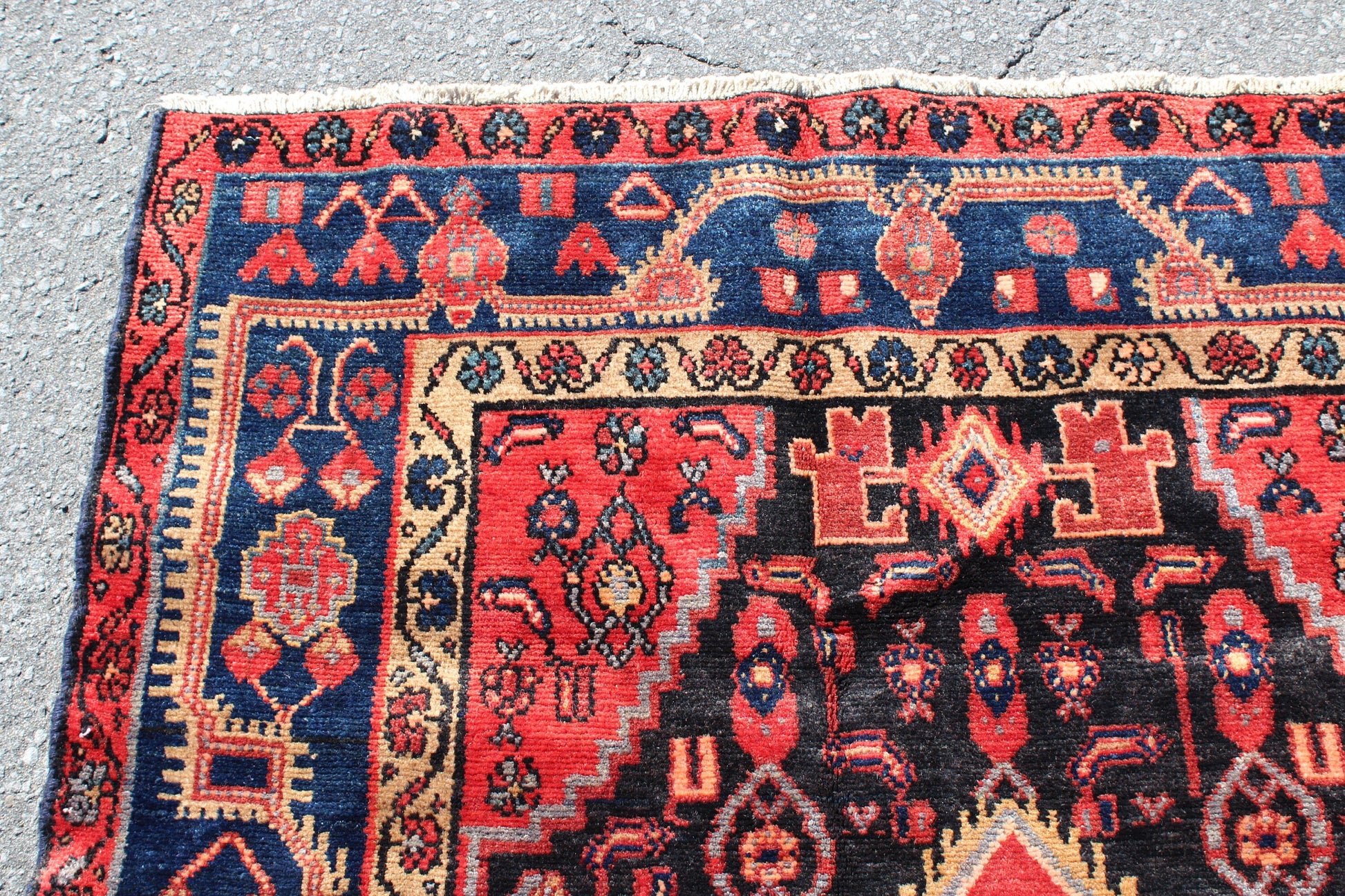 Red 4x8 Vintage Long Pink Rug | Handmade Tribal Turkish Rug