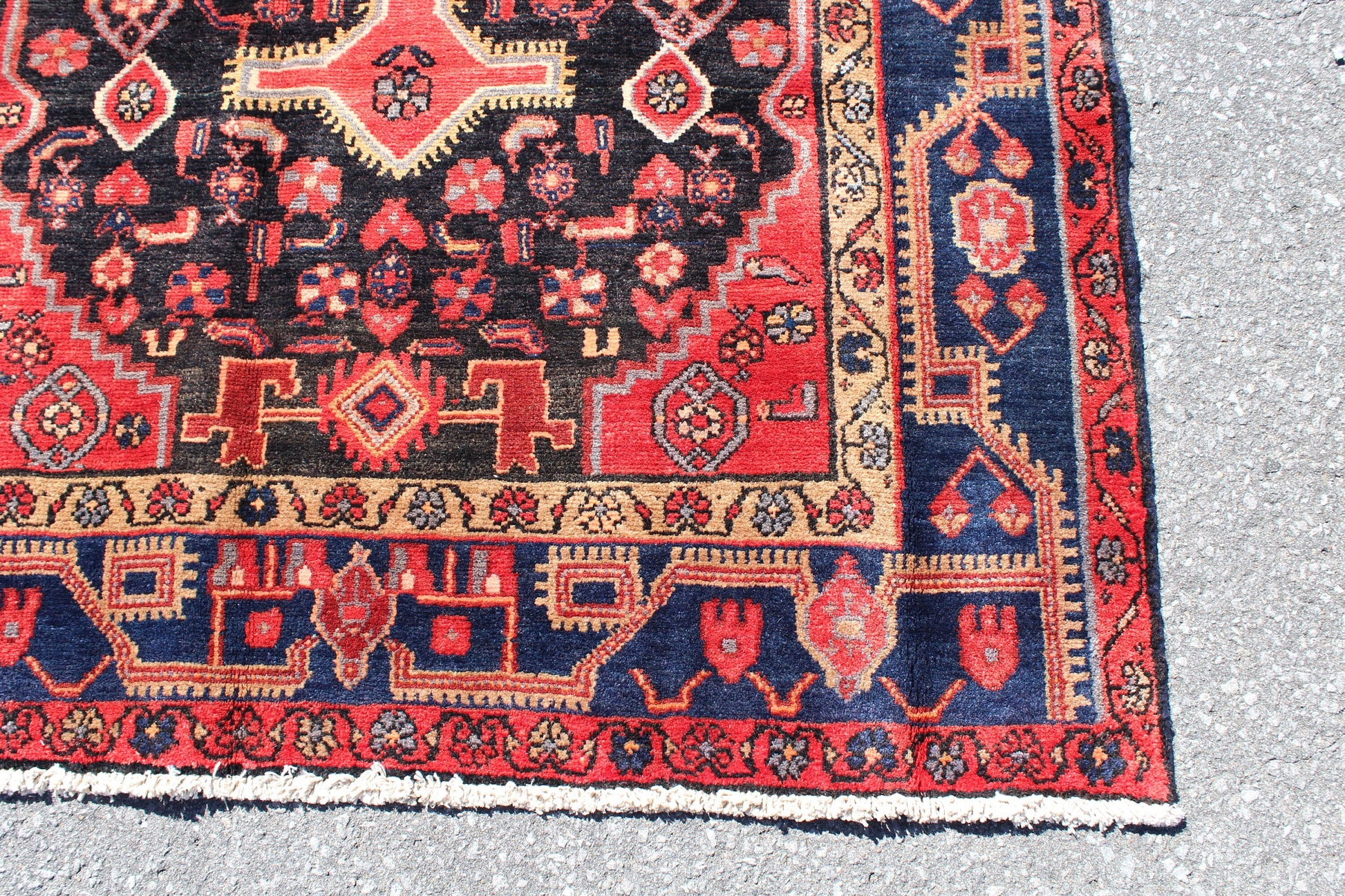 Red 4x8 Vintage Long Pink Rug | Handmade Tribal Turkish Rug