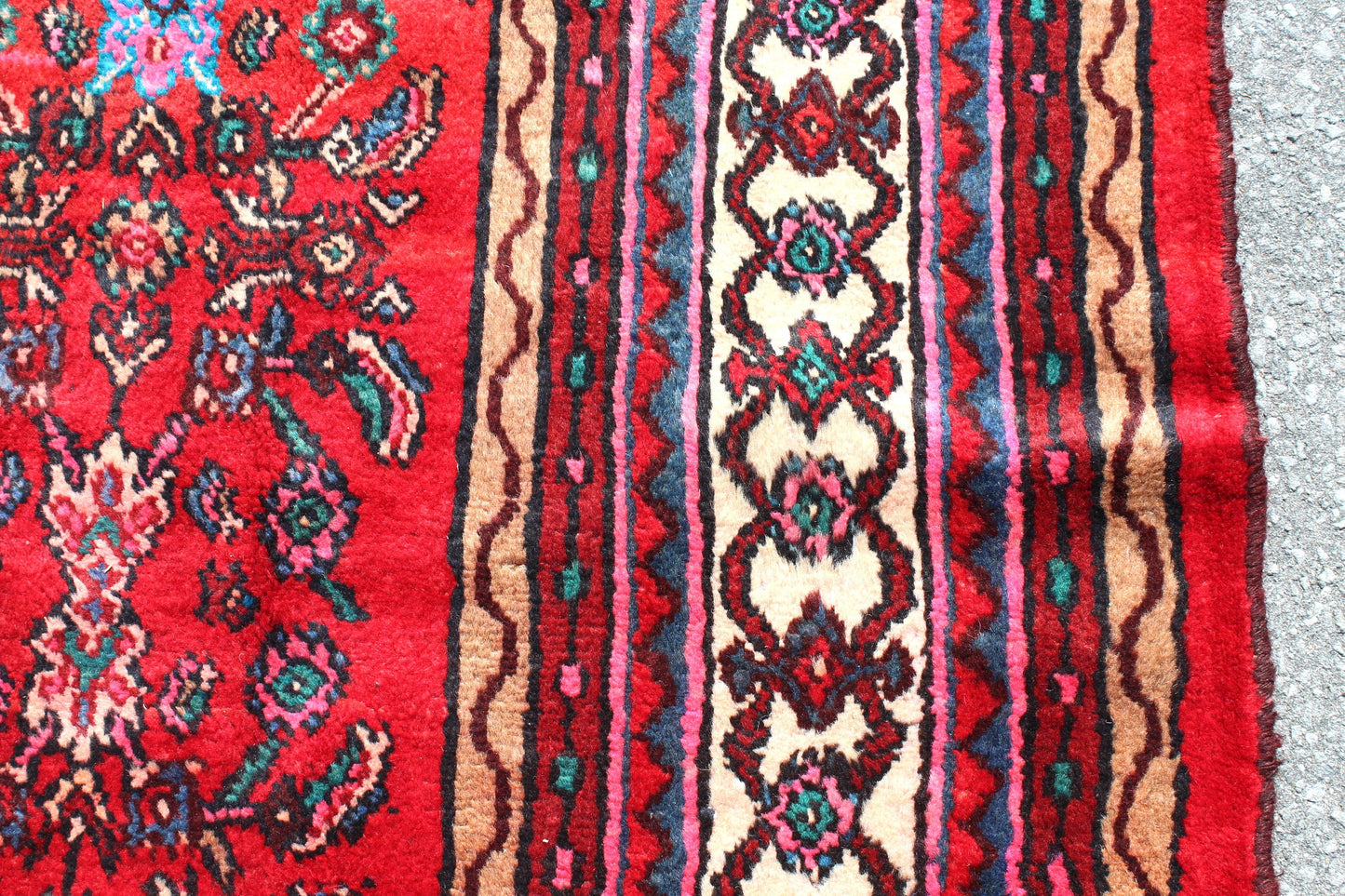 Bright Red 7x10 Oriental Persian Rug | Bold Handmade Vintage