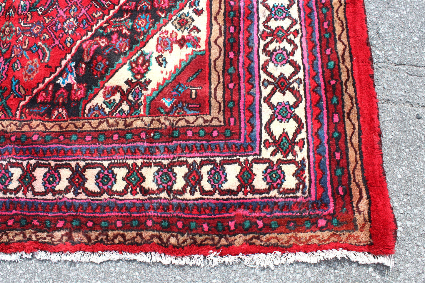 Bright Red 7x10 Oriental Persian Rug | Bold Handmade Vintage