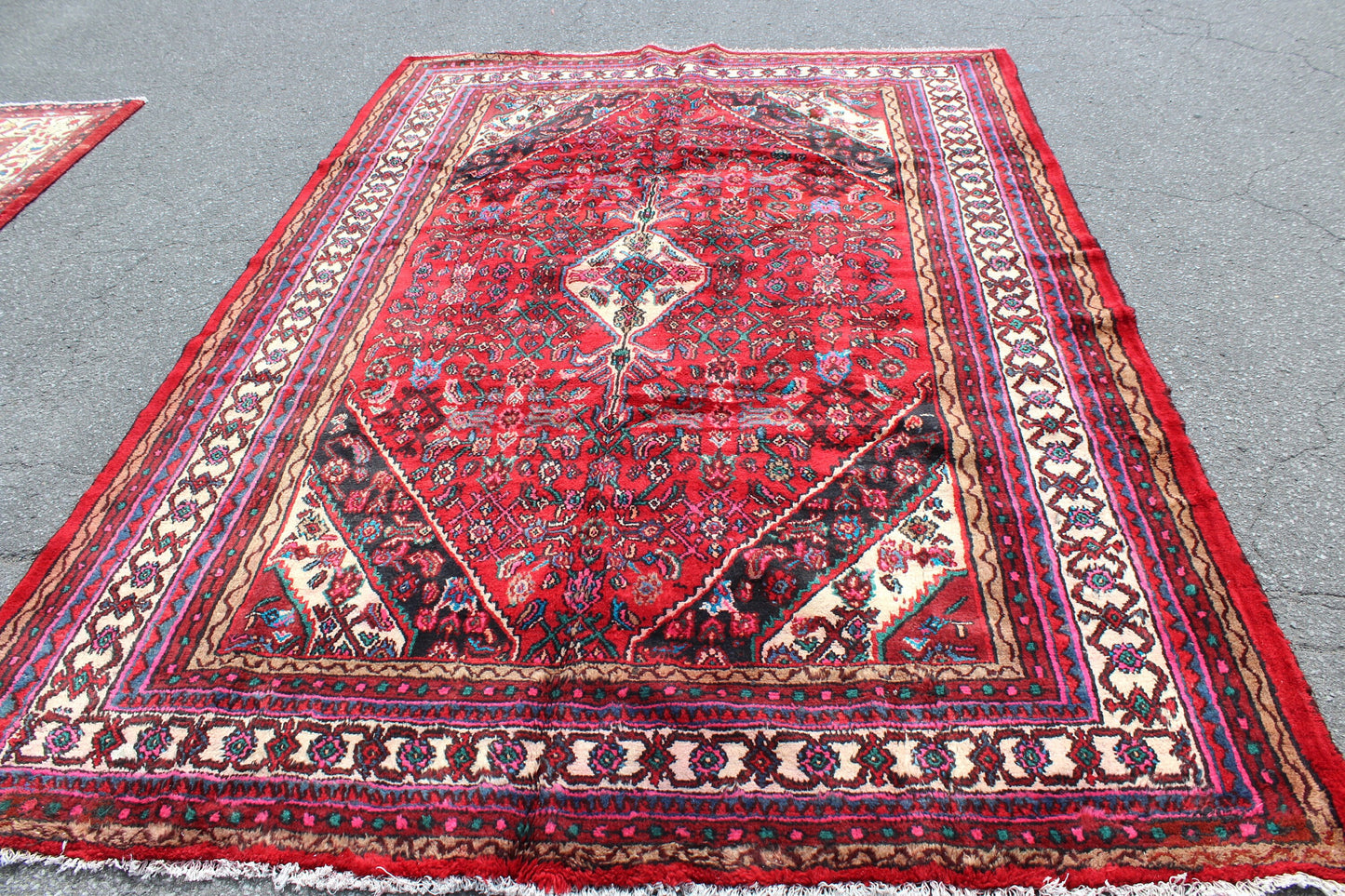 Bright Red 7x10 Oriental Persian Rug | Bold Handmade Vintage