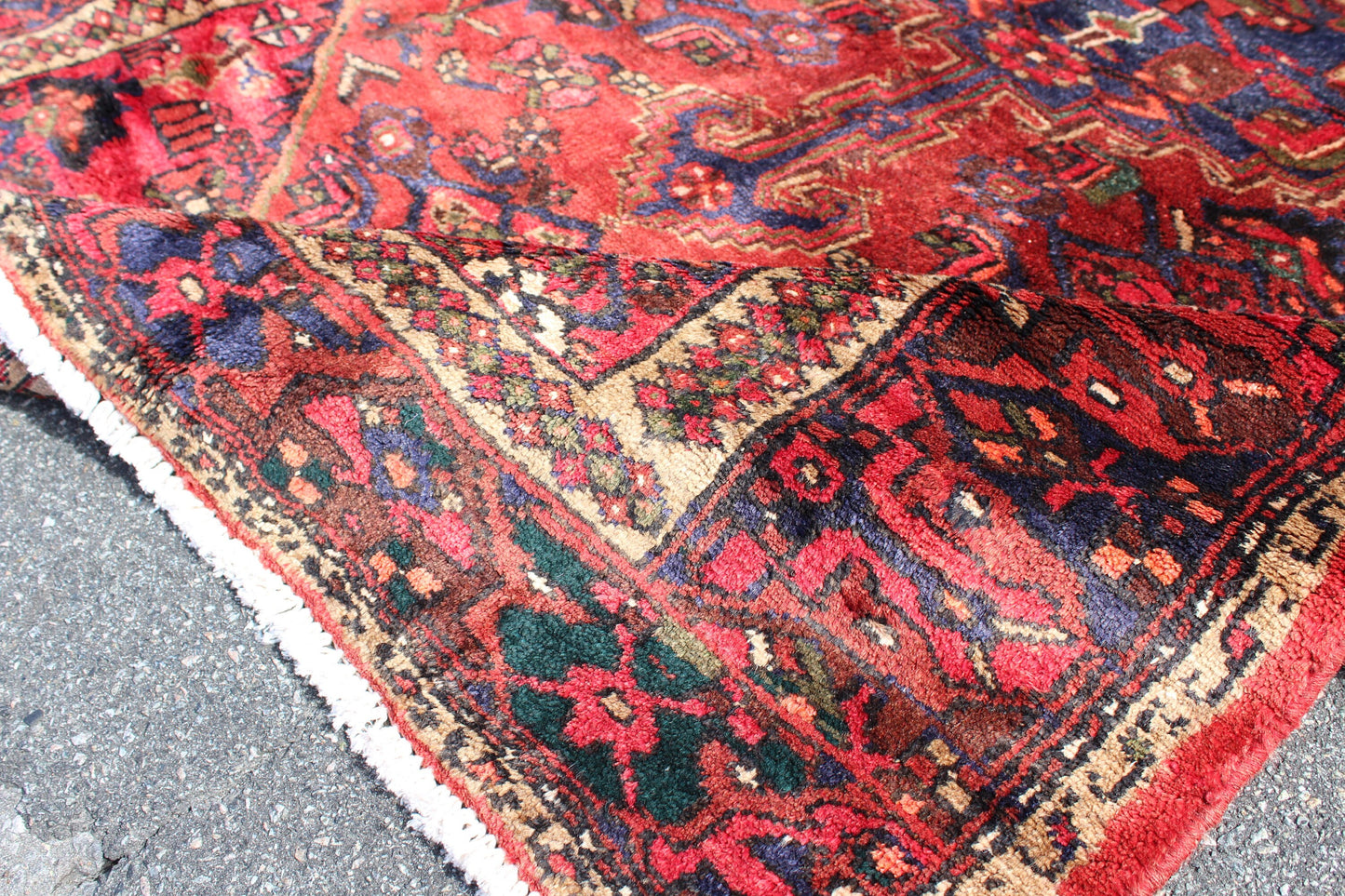 Pink Blue 4x8  Vintage Rug | Tribal Oriental Persian Rug | Kazak Bohemian Rug | Handmade Rug
