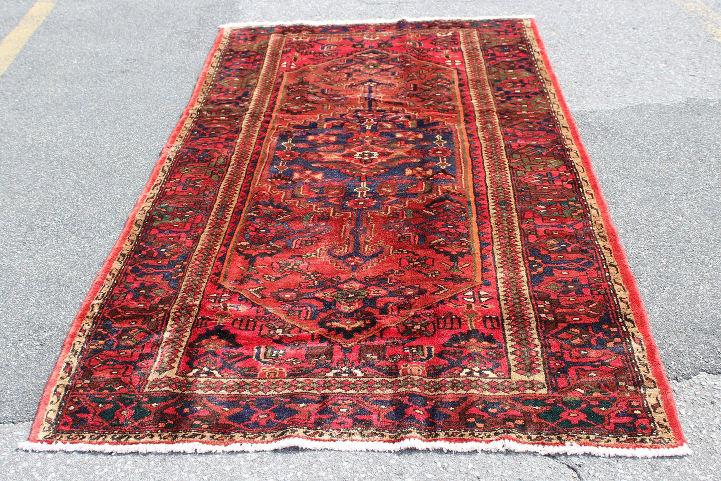 Pink Blue 4x8  Vintage Rug | Tribal Oriental Persian Rug | Kazak Bohemian Rug | Handmade Rug
