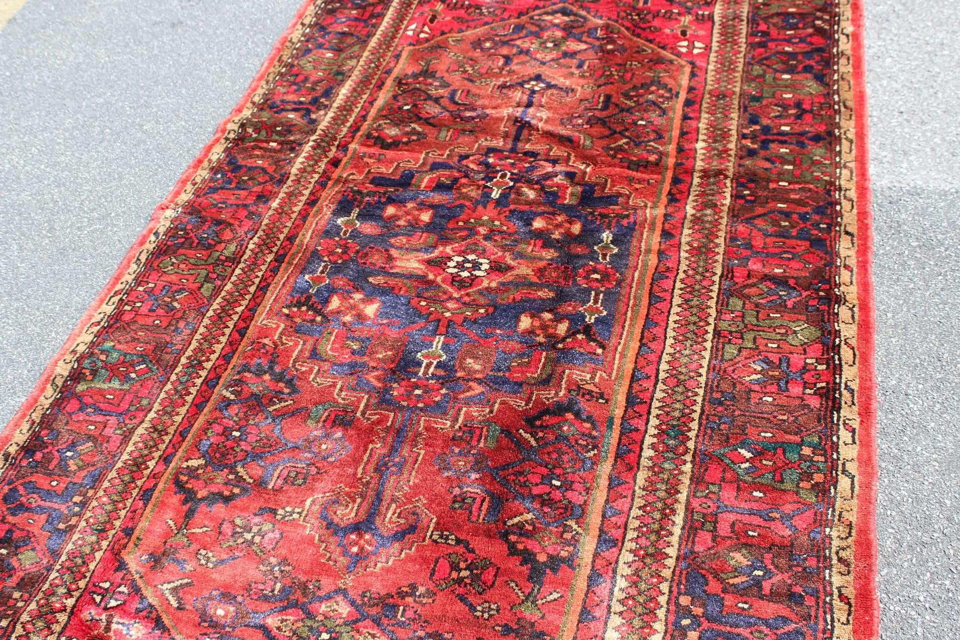 Pink Blue 4x8  Vintage Rug | Tribal Oriental Persian Rug | Kazak Bohemian Rug | Handmade Rug