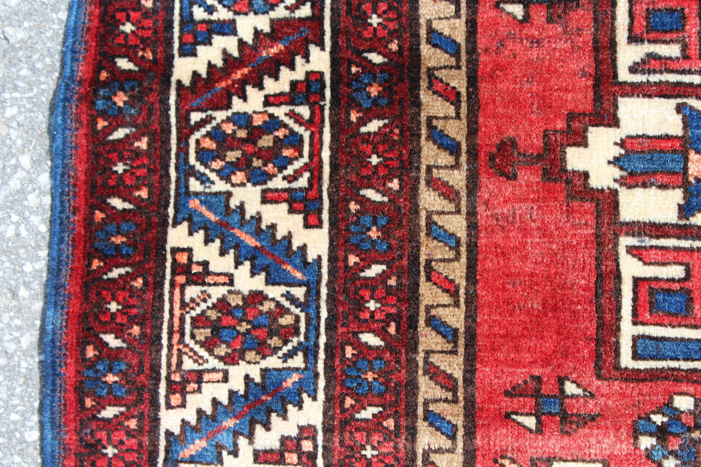 Red Blue 4x6  Vintage Rug | Tribal Oriental Persian Rug | Kazak Bohemian Rug | Handmade Rug