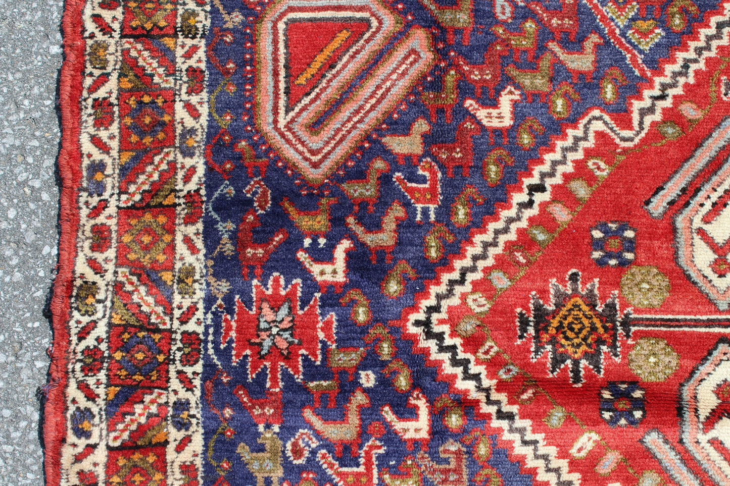 Red Blue 5x5  Vintage Rug | Tribal Oriental Persian Rug | Kazak Bohemian Rug | Handmade Rug