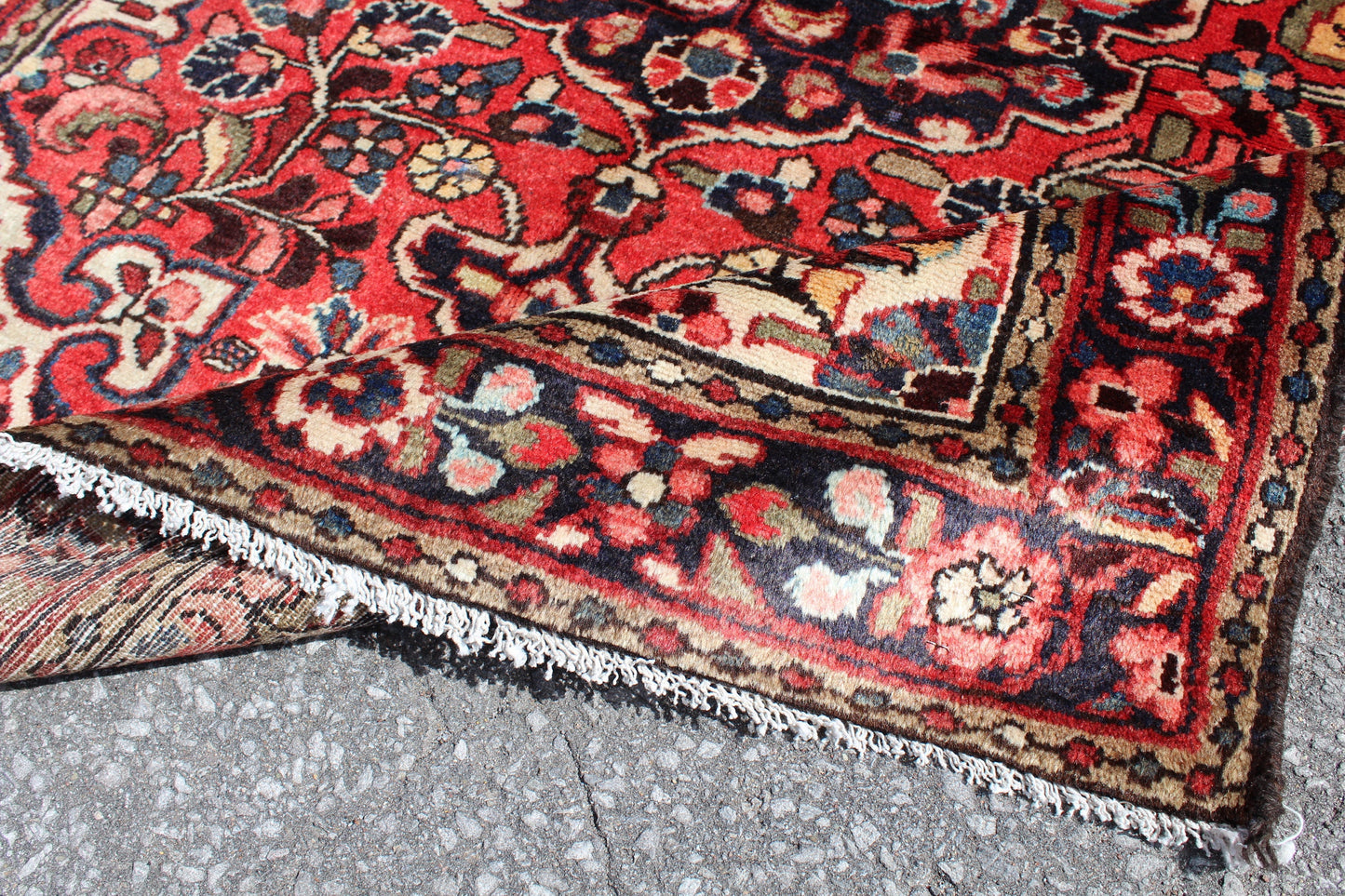 Orange Blue 4x5  Vintage Rug | Tribal Oriental Persian Rug | Kazak Bohemian Rug | Handmade Rug