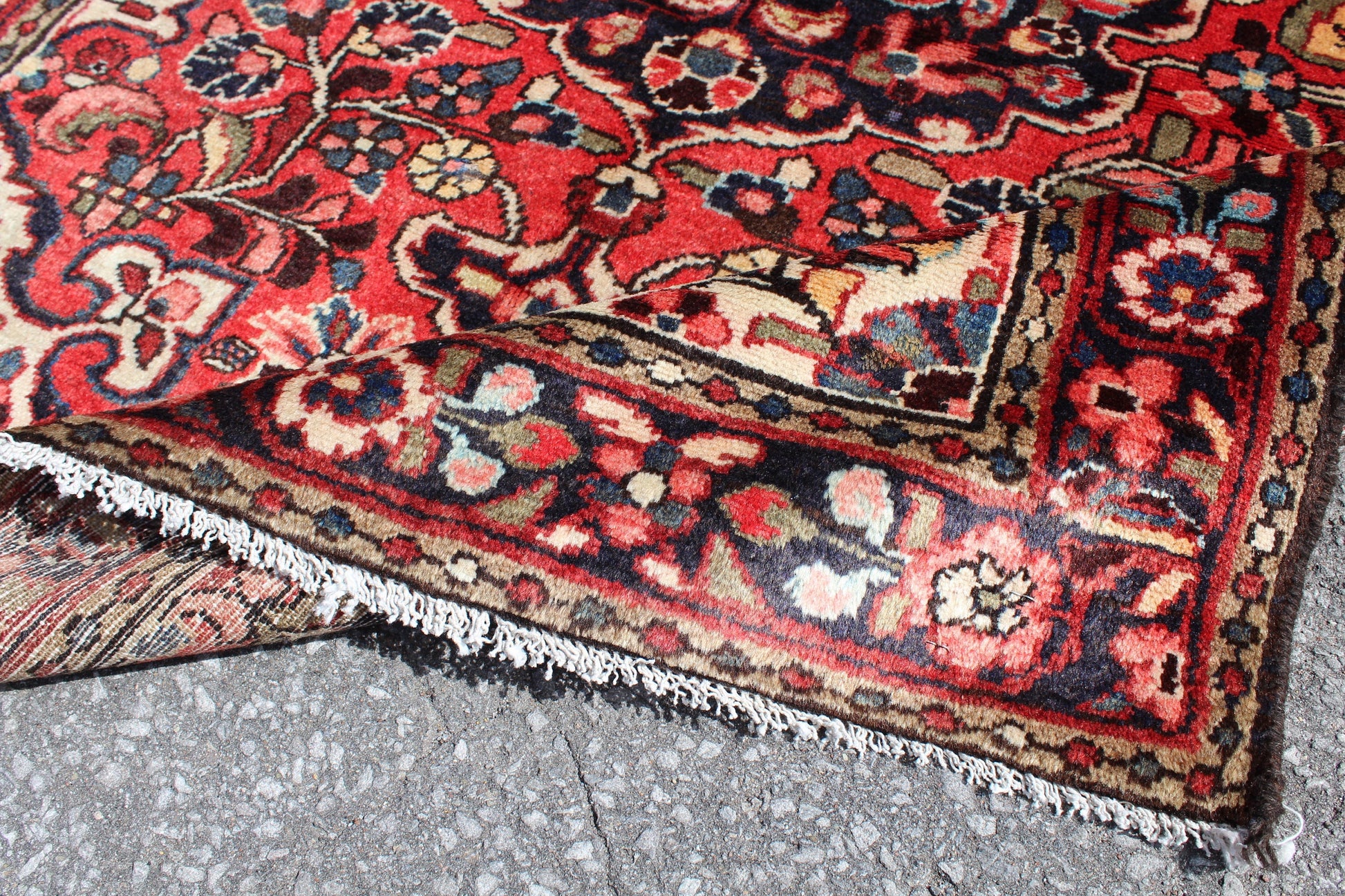 Orange Blue 4x5  Vintage Rug | Tribal Oriental Persian Rug | Kazak Bohemian Rug | Handmade Rug