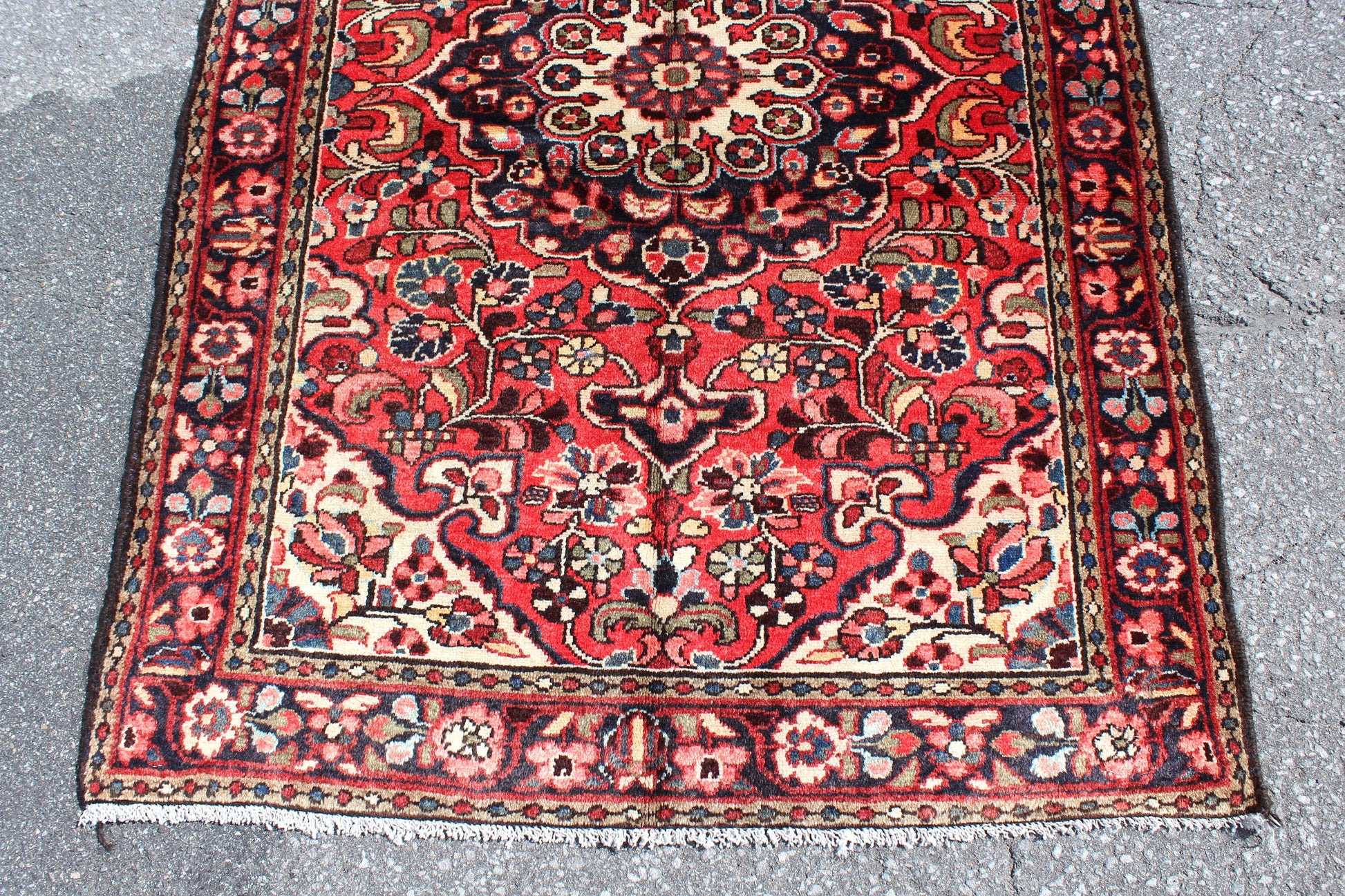 Orange Blue 4x5  Vintage Rug | Tribal Oriental Persian Rug | Kazak Bohemian Rug | Handmade Rug