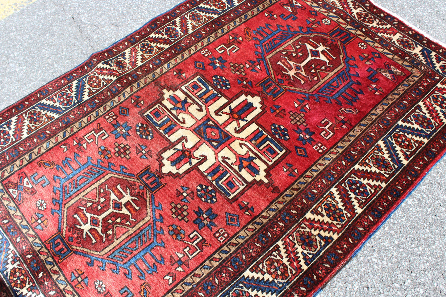 Rose Gold Blue 4x6  Vintage Rug | Tribal Oriental Persian Rug | Kazak Bohemian Rug | Handmade Rug