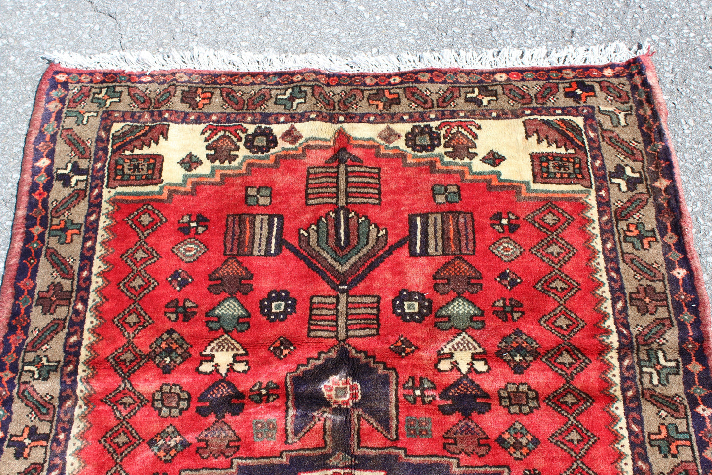 Red Blue 3x5  Vintage Rug | Tribal Oriental Persian Rug | Kazak Bohemian Rug | Handmade Rug