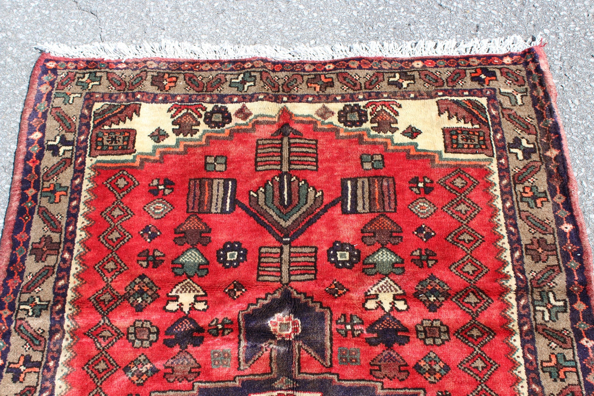 Red Blue 3x5  Vintage Rug | Tribal Oriental Persian Rug | Kazak Bohemian Rug | Handmade Rug