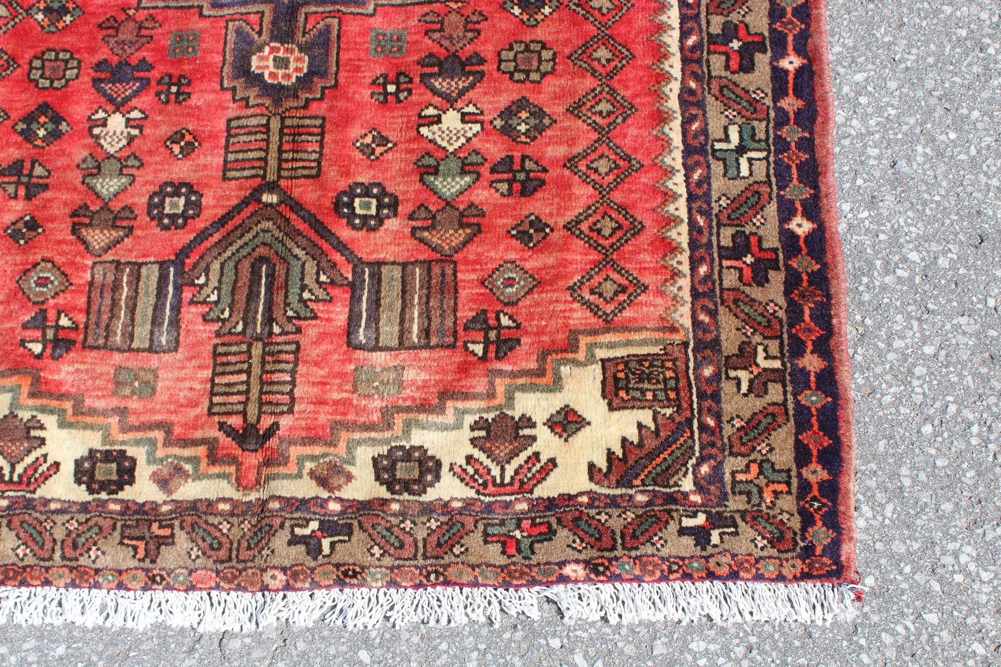 Red Blue 3x5  Vintage Rug | Tribal Oriental Persian Rug | Kazak Bohemian Rug | Handmade Rug