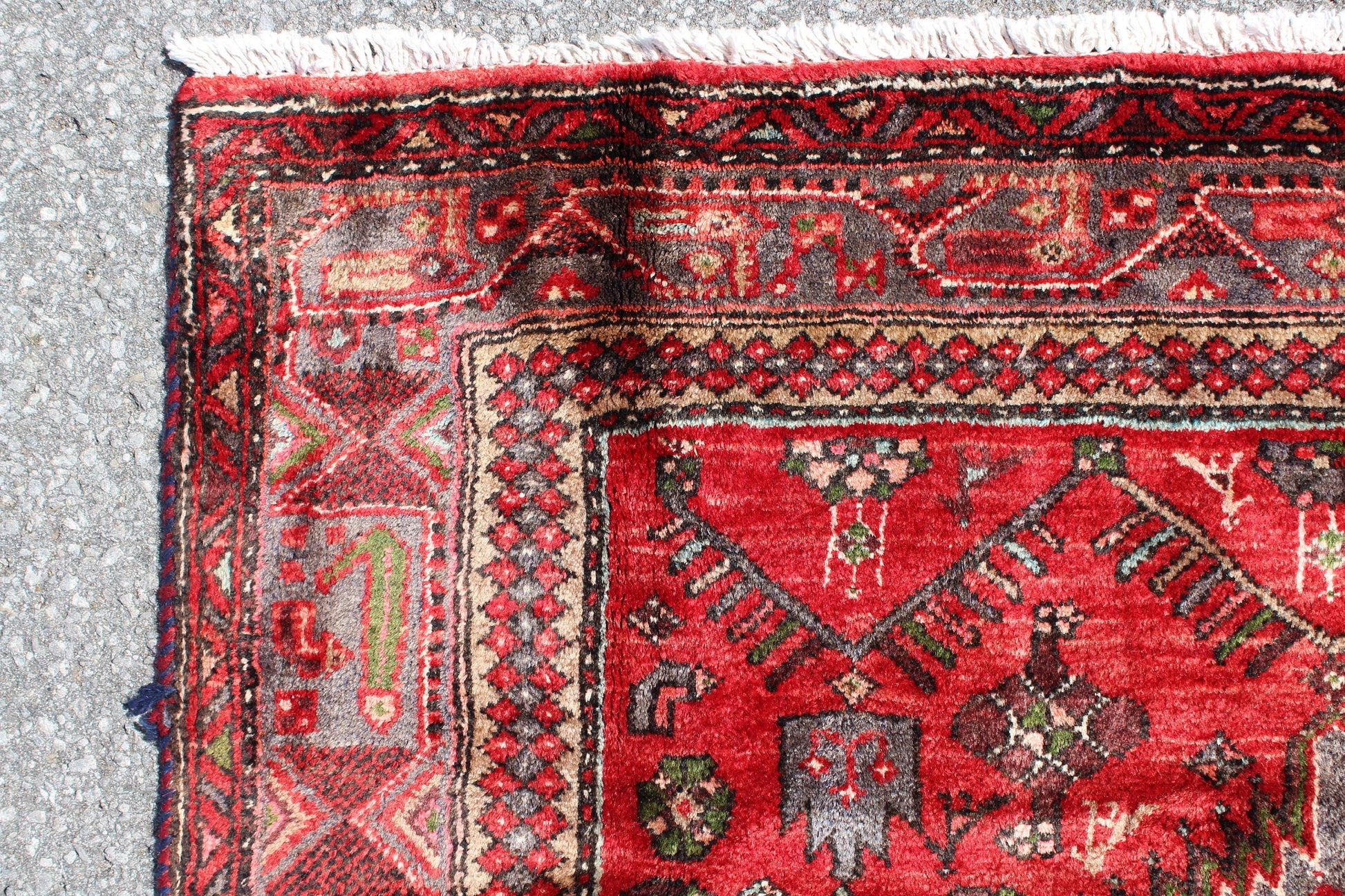 Red Purple 4x8  Vintage Rug | Tribal Oriental Persian Rug | Kazak Bohemian Rug | Handmade Rug
