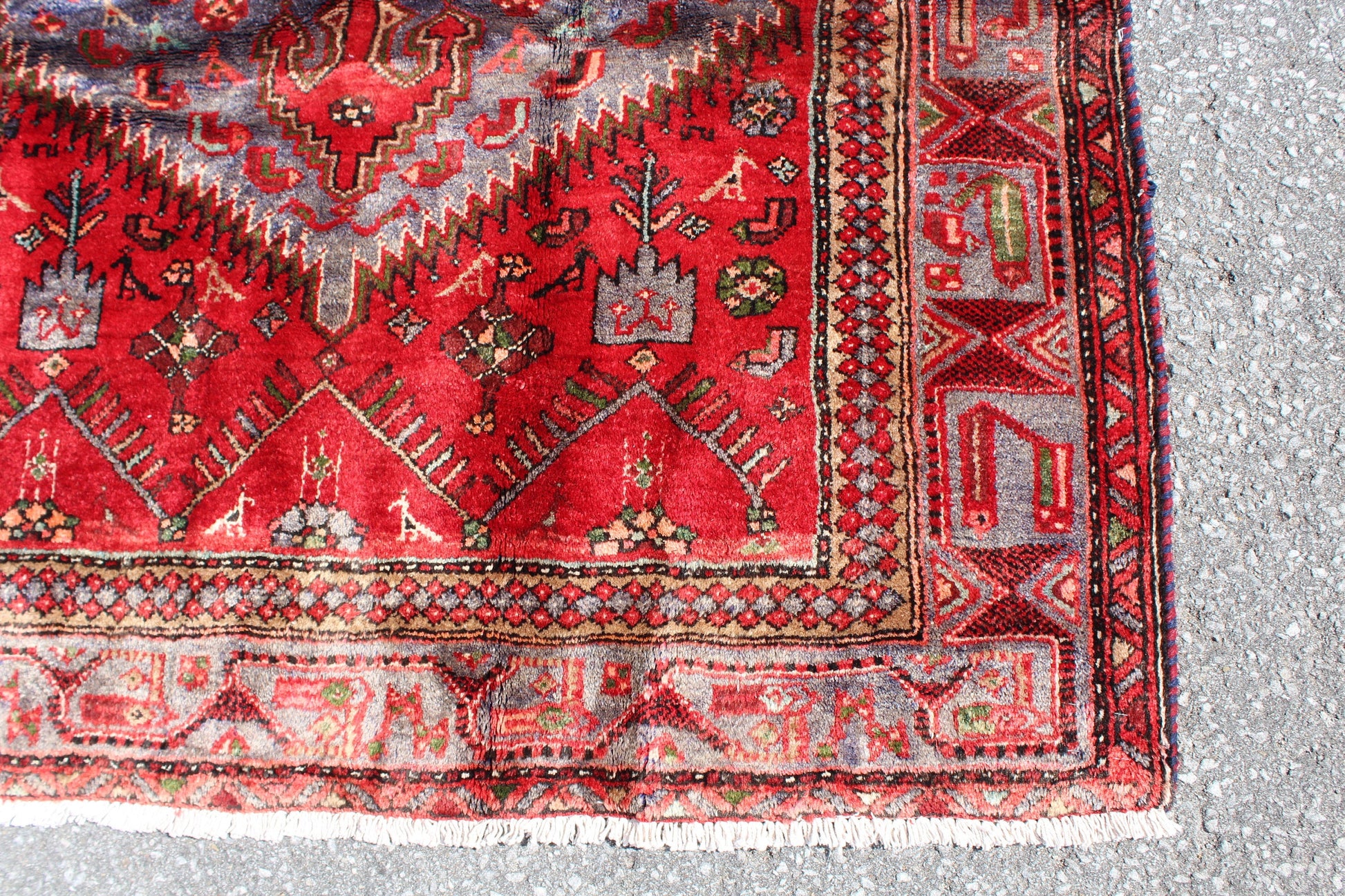 Red Purple 4x8  Vintage Rug | Tribal Oriental Persian Rug | Kazak Bohemian Rug | Handmade Rug