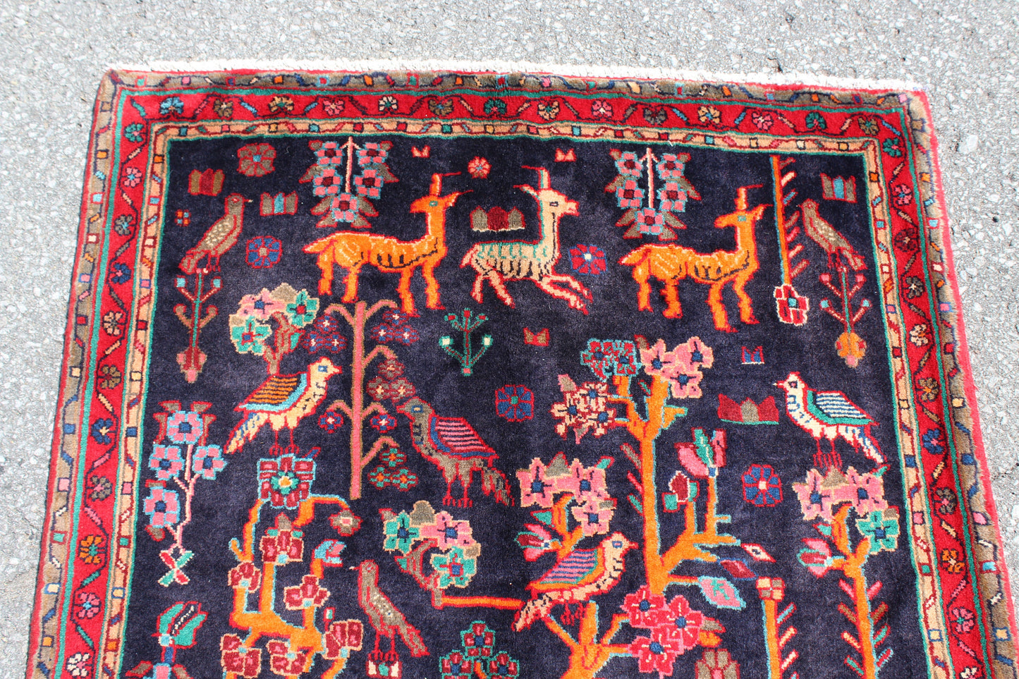 Blue Pink 3x6  Vintage Rug | Tribal Oriental Persian Rug | Kazak Bohemian Rug | Handmade Rug