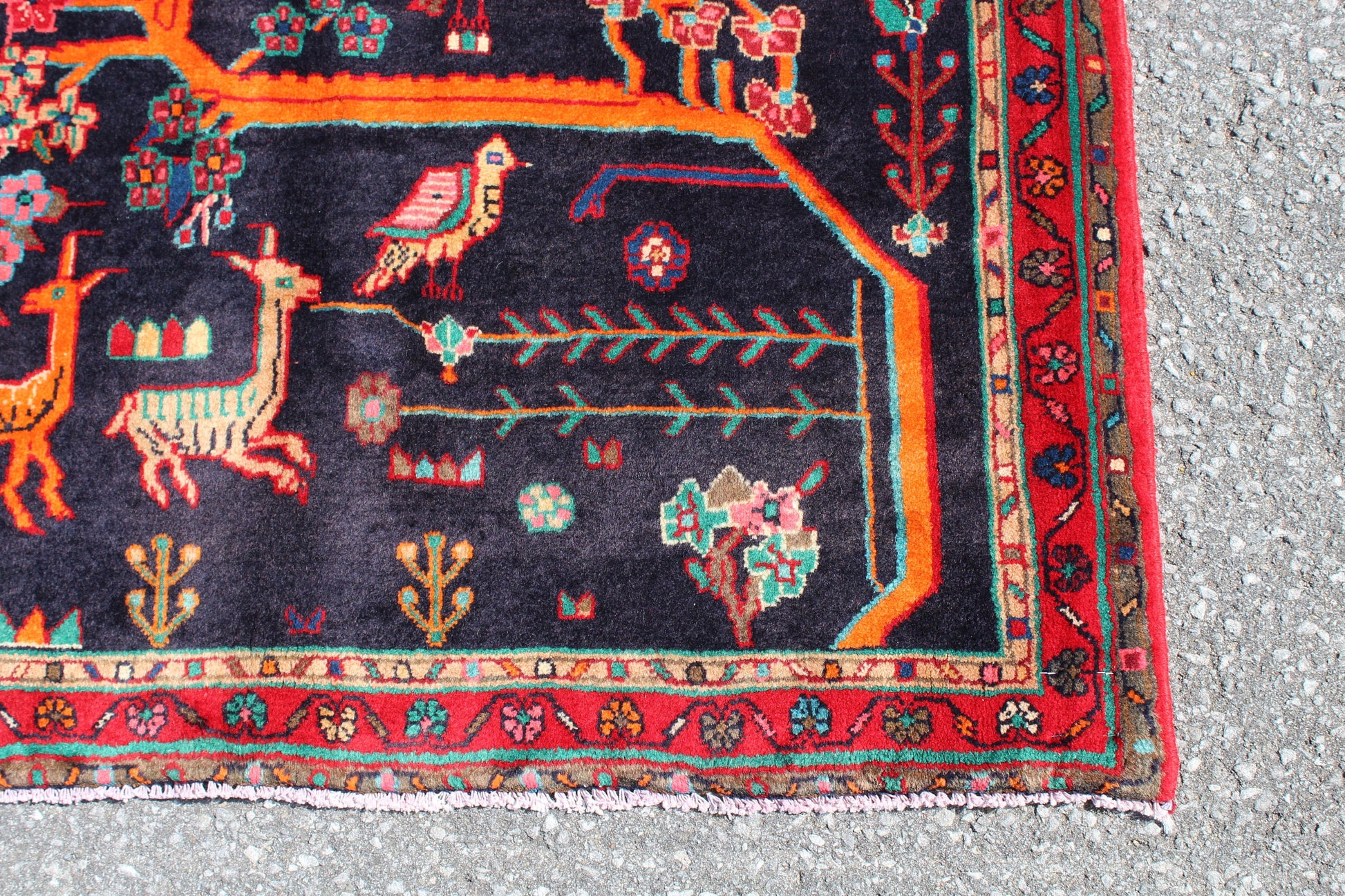 Blue Pink 3x6  Vintage Rug | Tribal Oriental Persian Rug | Kazak Bohemian Rug | Handmade Rug