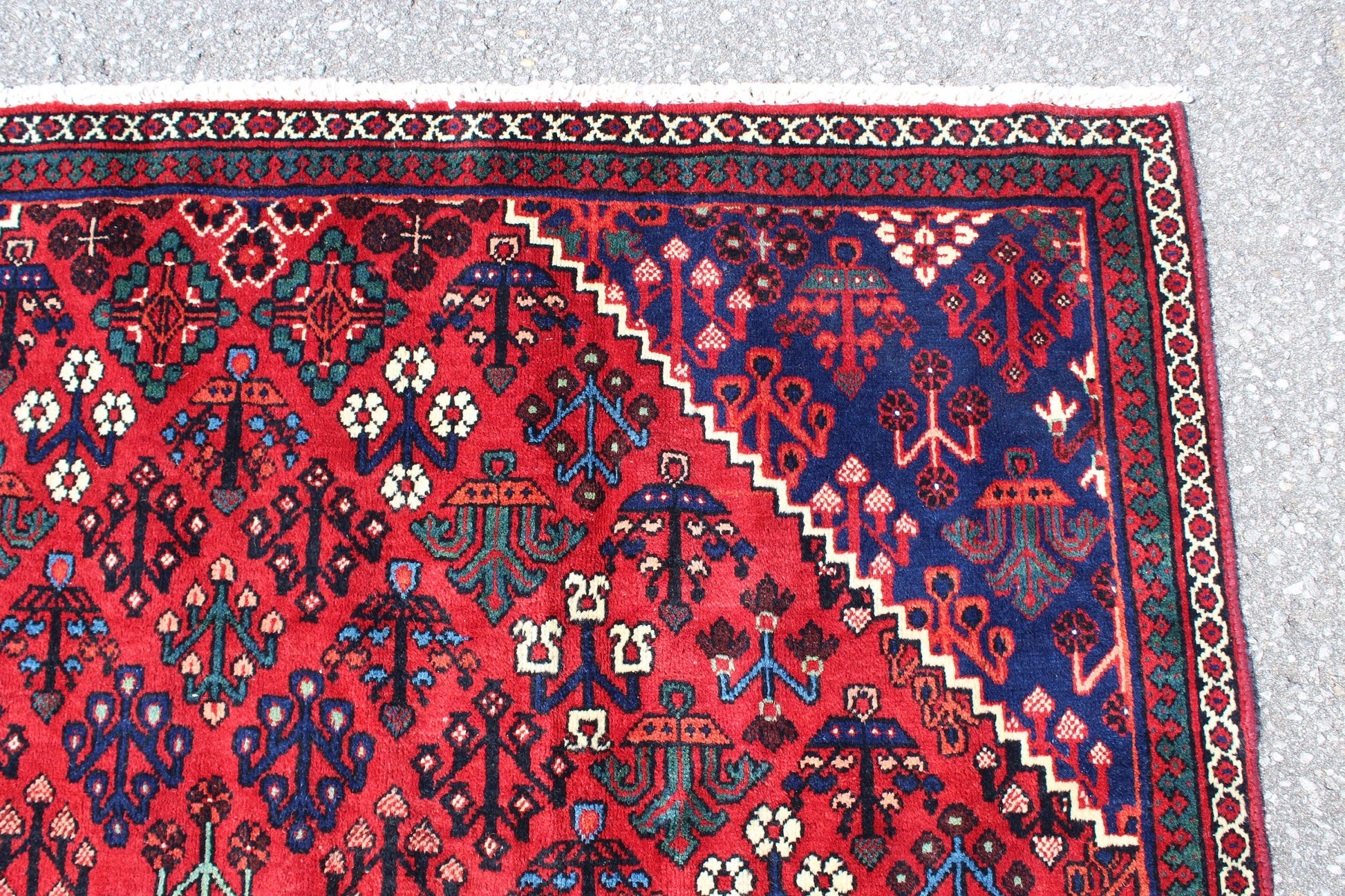 Blue Red 5x9  Vintage Rug | Tribal Oriental Persian Rug | Kazak Bohemian Rug | Handmade Rug