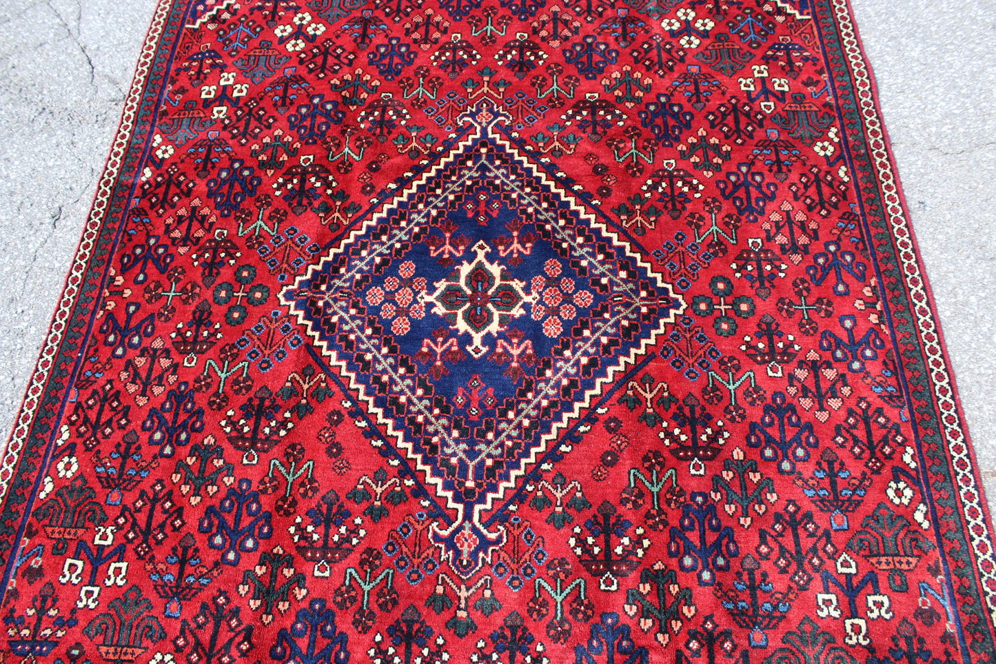 Blue Red 5x9  Vintage Rug | Tribal Oriental Persian Rug | Kazak Bohemian Rug | Handmade Rug