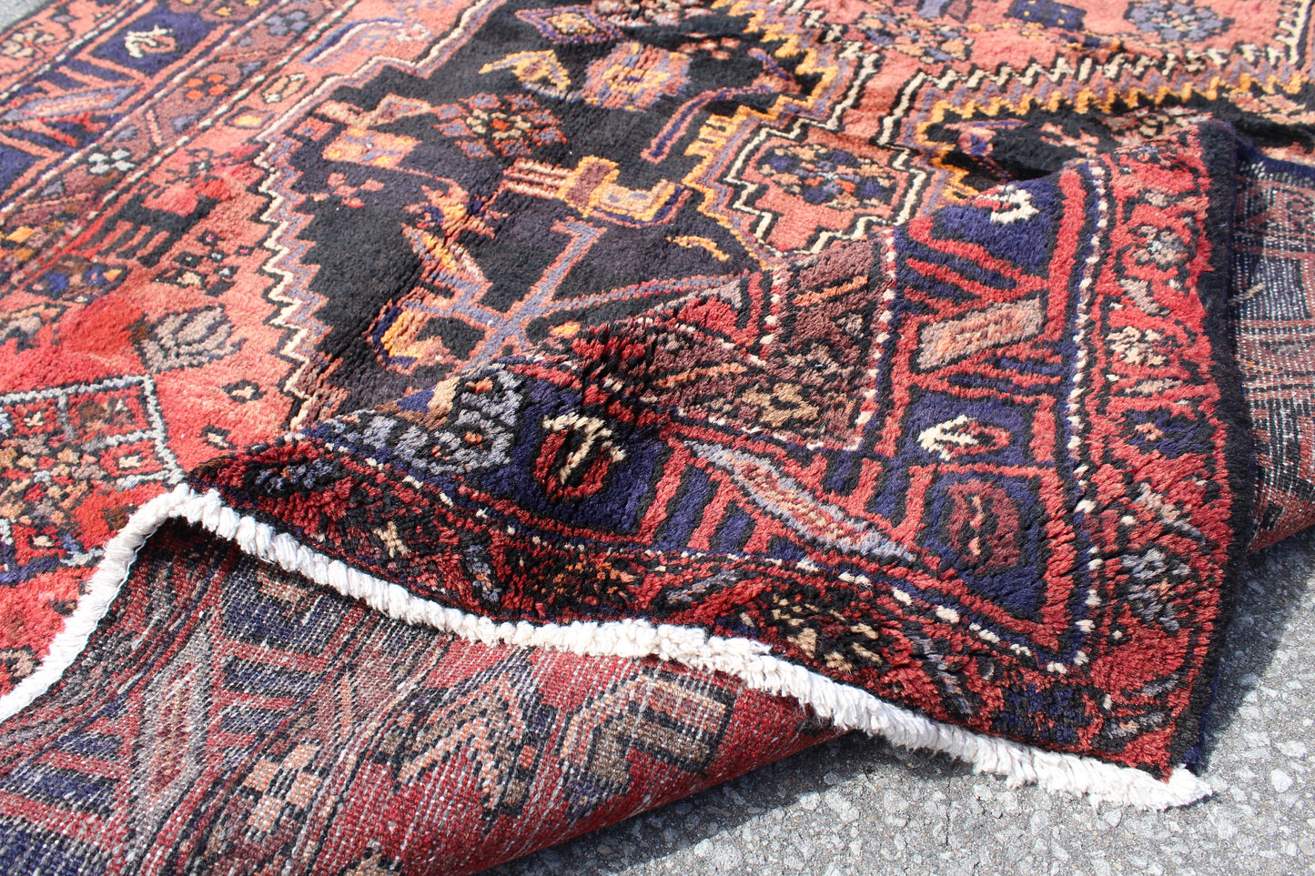 Blue Pink 5x8  Vintage Rug | Tribal Oriental Persian Rug | Kazak Bohemian Rug | Handmade Rug