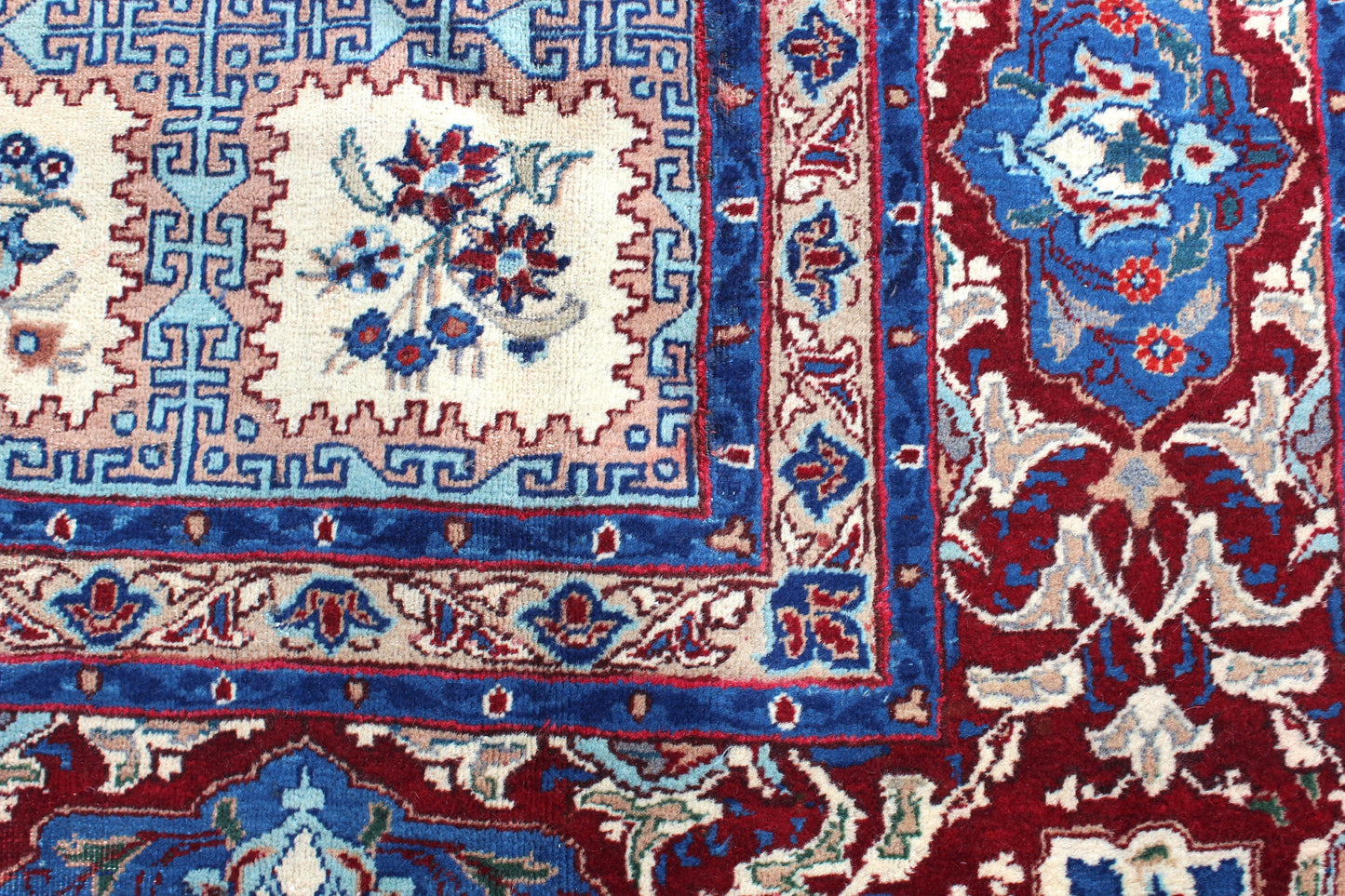 Red Blue 7x10 Vintage Rug | Tribal Oriental Persian Rug | Kazak Bohemian Rug | Handmade Rug