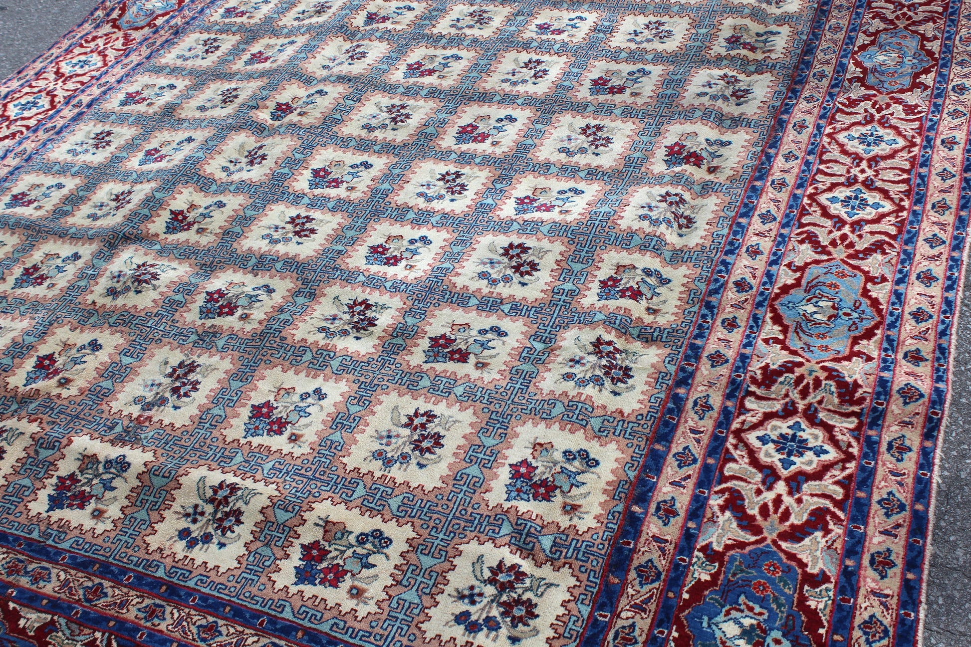 Red Blue 7x10 Vintage Rug | Tribal Oriental Persian Rug | Kazak Bohemian Rug | Handmade Rug