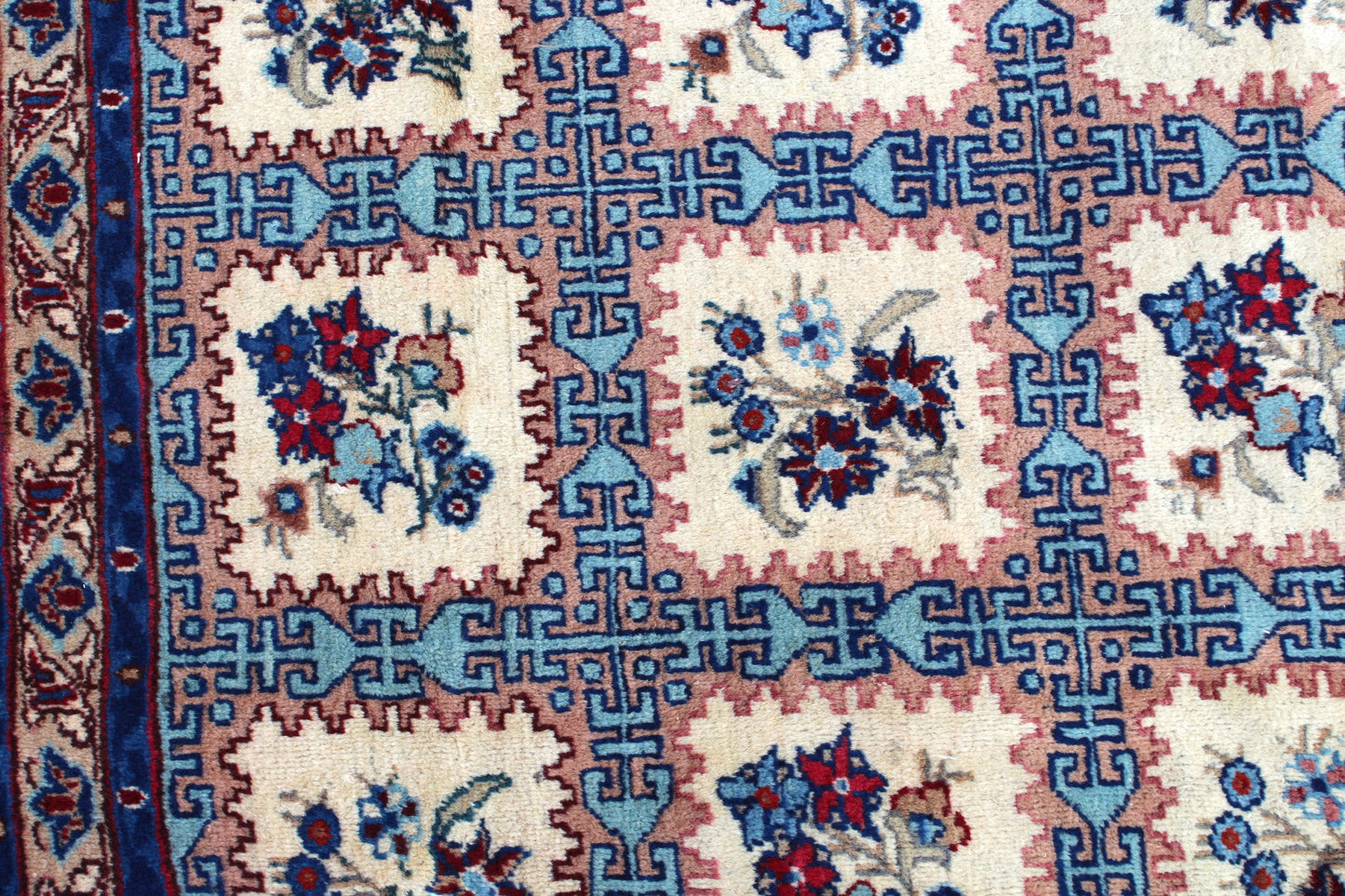 Red Blue 8x11 Vintage Rug | Tribal Oriental Persian Bohemian Handmade Rug