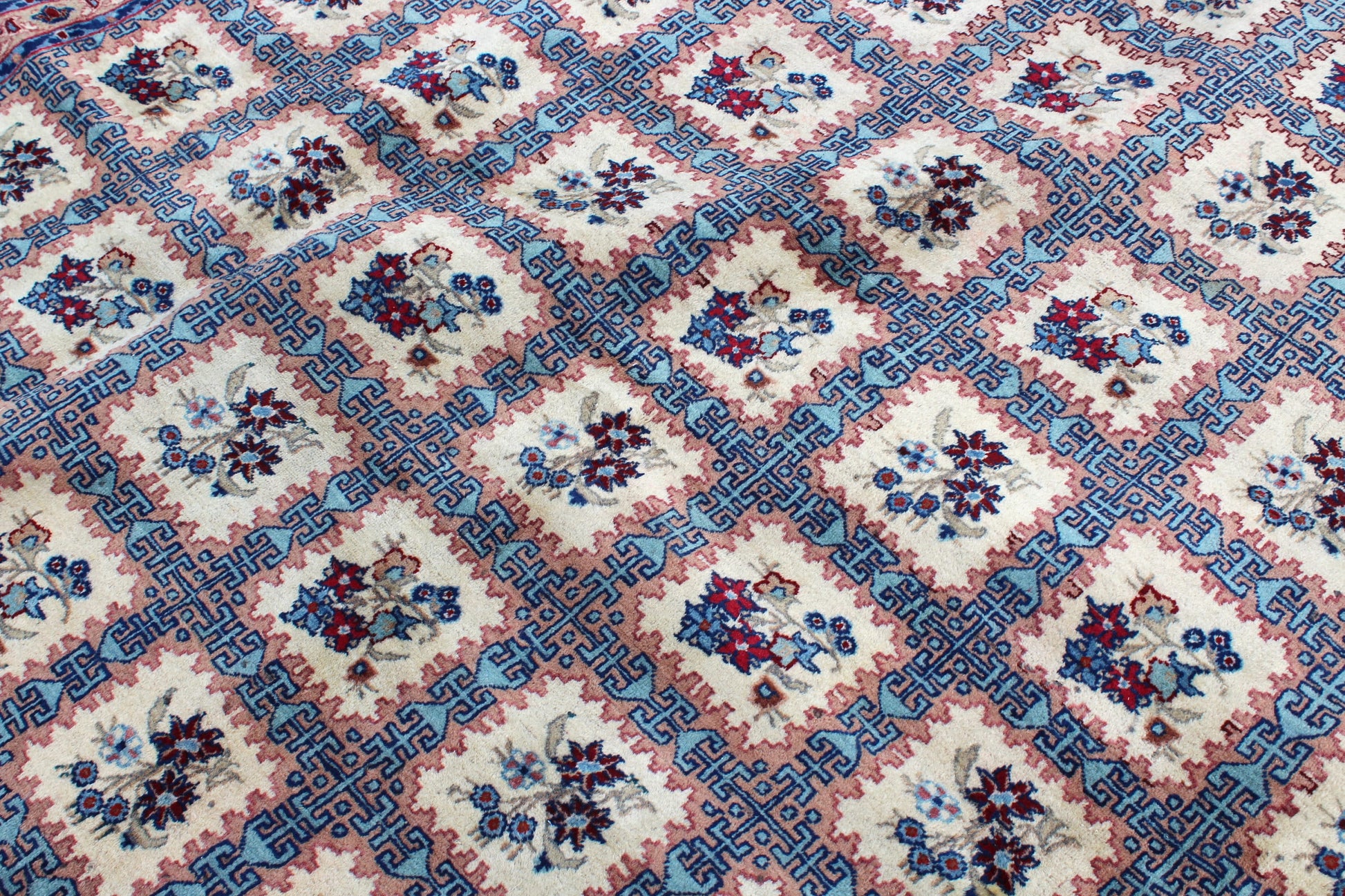 Red Blue 8x11 Vintage Rug | Tribal Oriental Persian Bohemian Handmade Rug