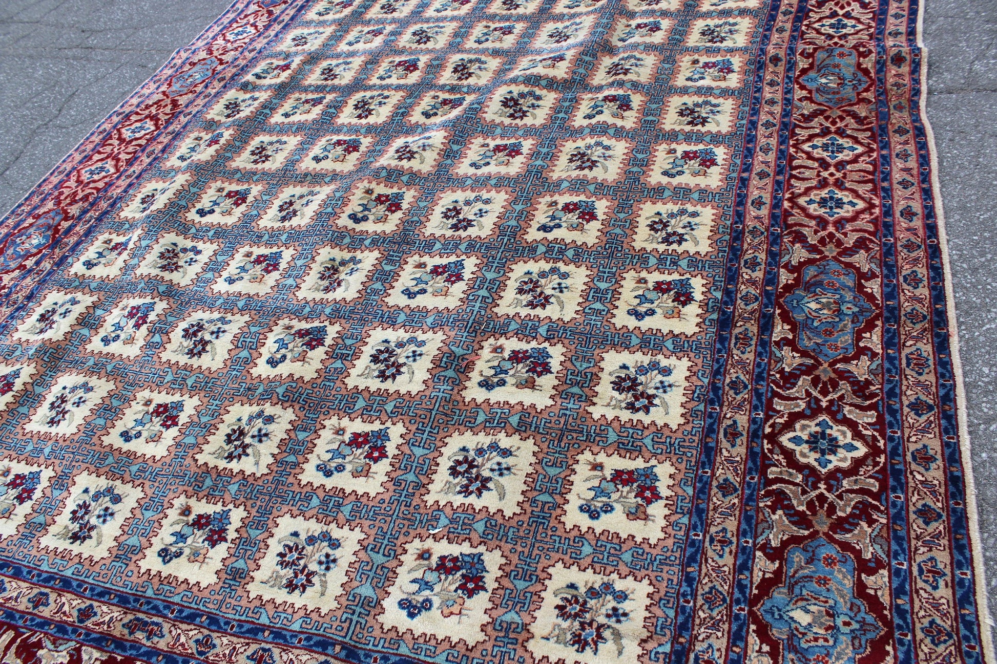 Red Blue 8x11 Vintage Rug | Tribal Oriental Persian Bohemian Handmade Rug