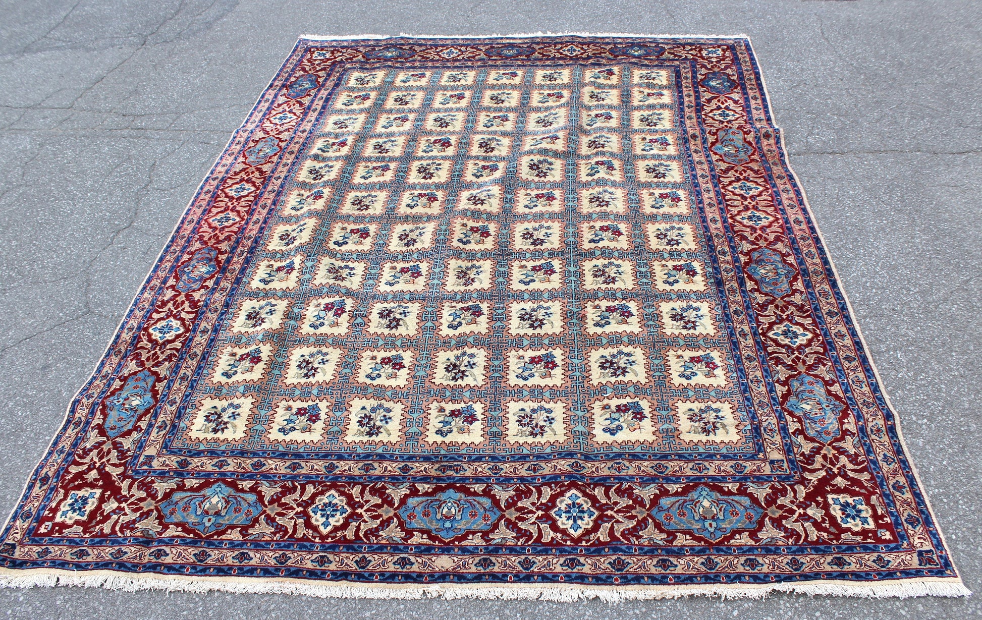 Red Blue 8x11 Vintage Rug | Tribal Oriental Persian Bohemian Handmade Rug