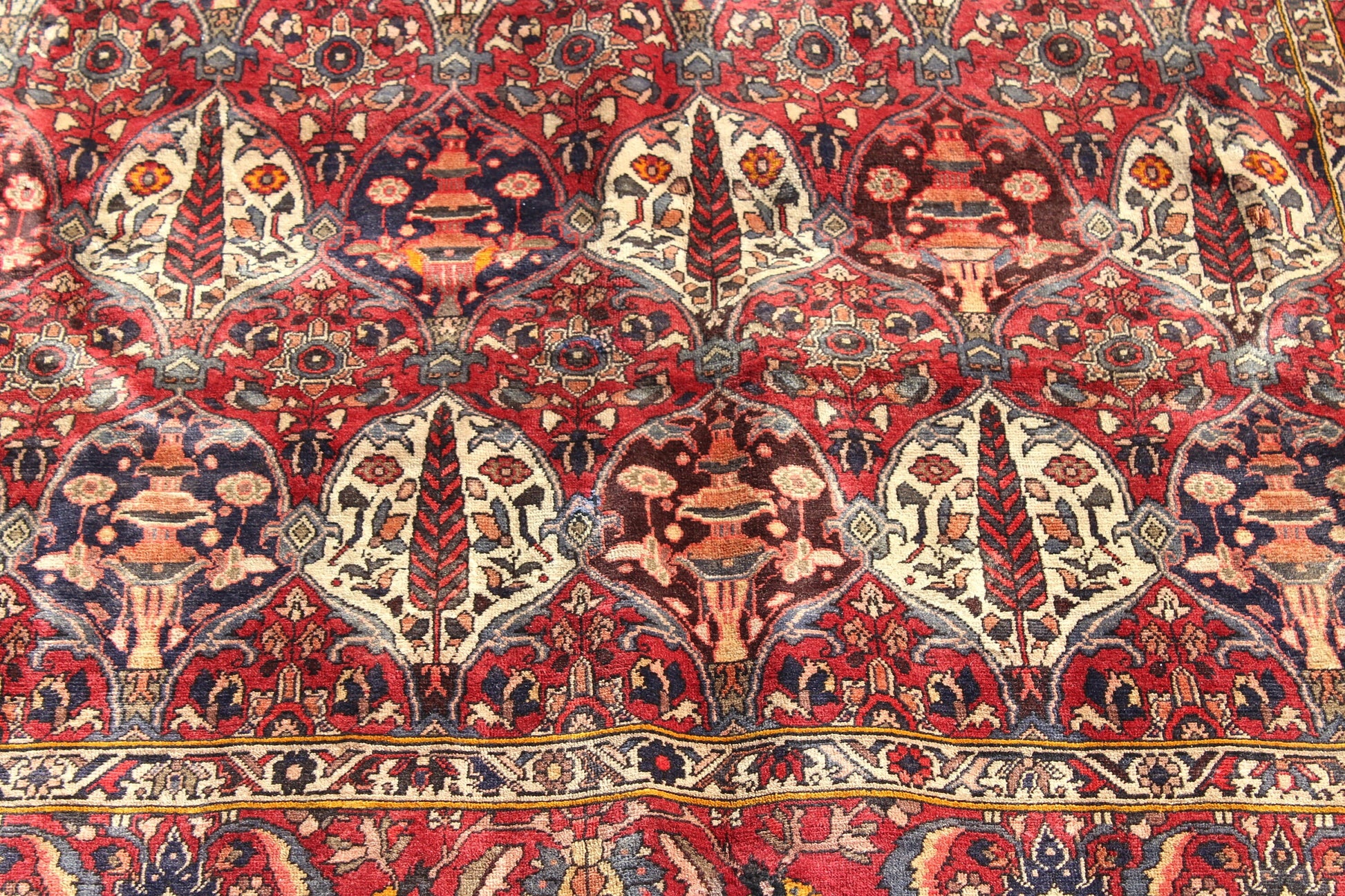 Red Blue 7x11 Vintage Rug | Tribal Oriental Persian Rug | Kazak Bohemian Rug | Handmade Rug