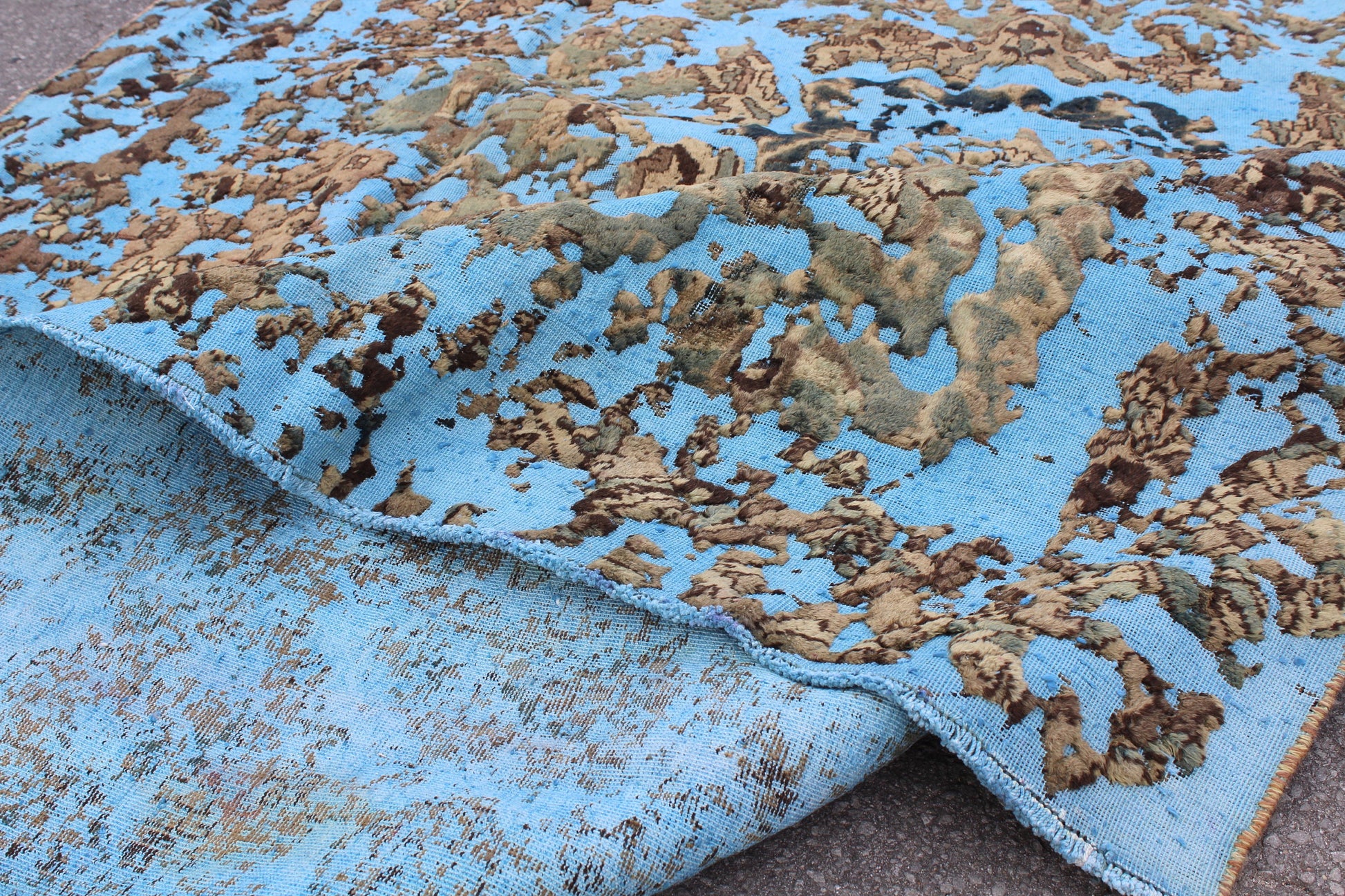 Blue Gold 9x11 Vintage Rug | Tribal Oriental Persian Rug | Kazak Bohemian Rug | Handmade Rug