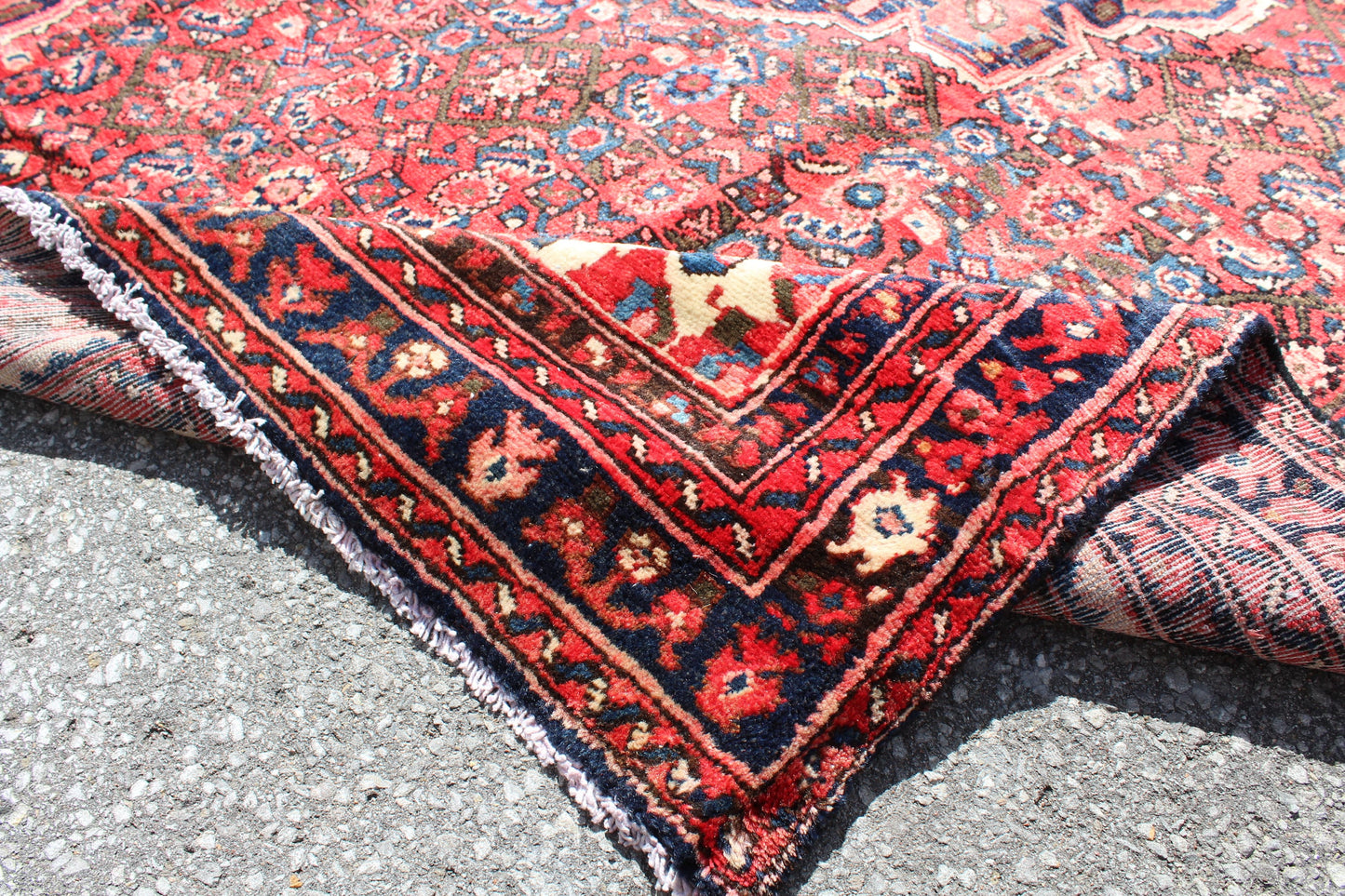 Orange Blue 5x7  Vintage Rug | Tribal Oriental Persian Rug | Kazak Bohemian Rug | Handmade Rug | One of a Kind Rug