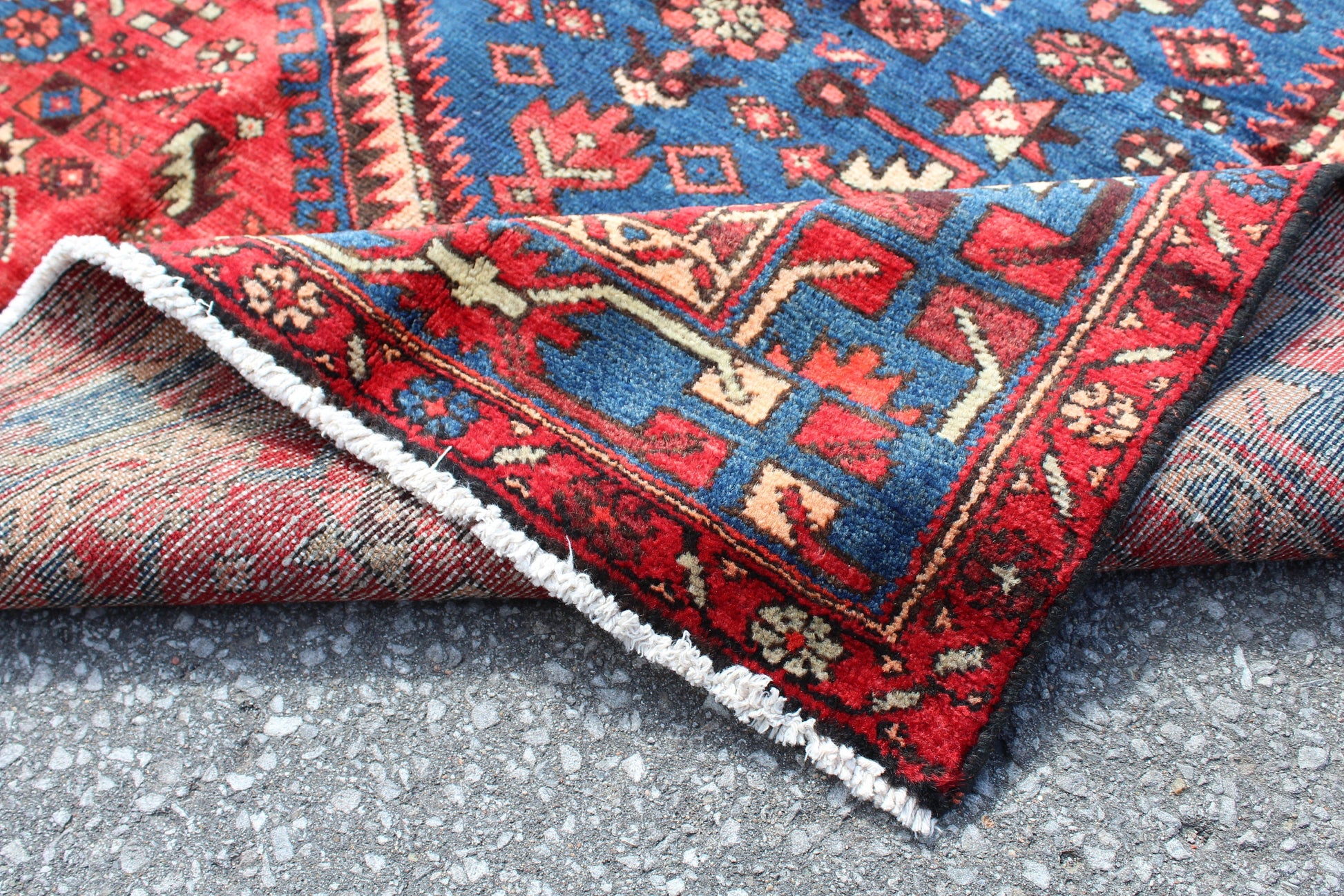 Red Blue 4x6 Vintage Rug | Tribal Oriental Persian Rug | Kazak Bohemian Rug | Handmade Rug6