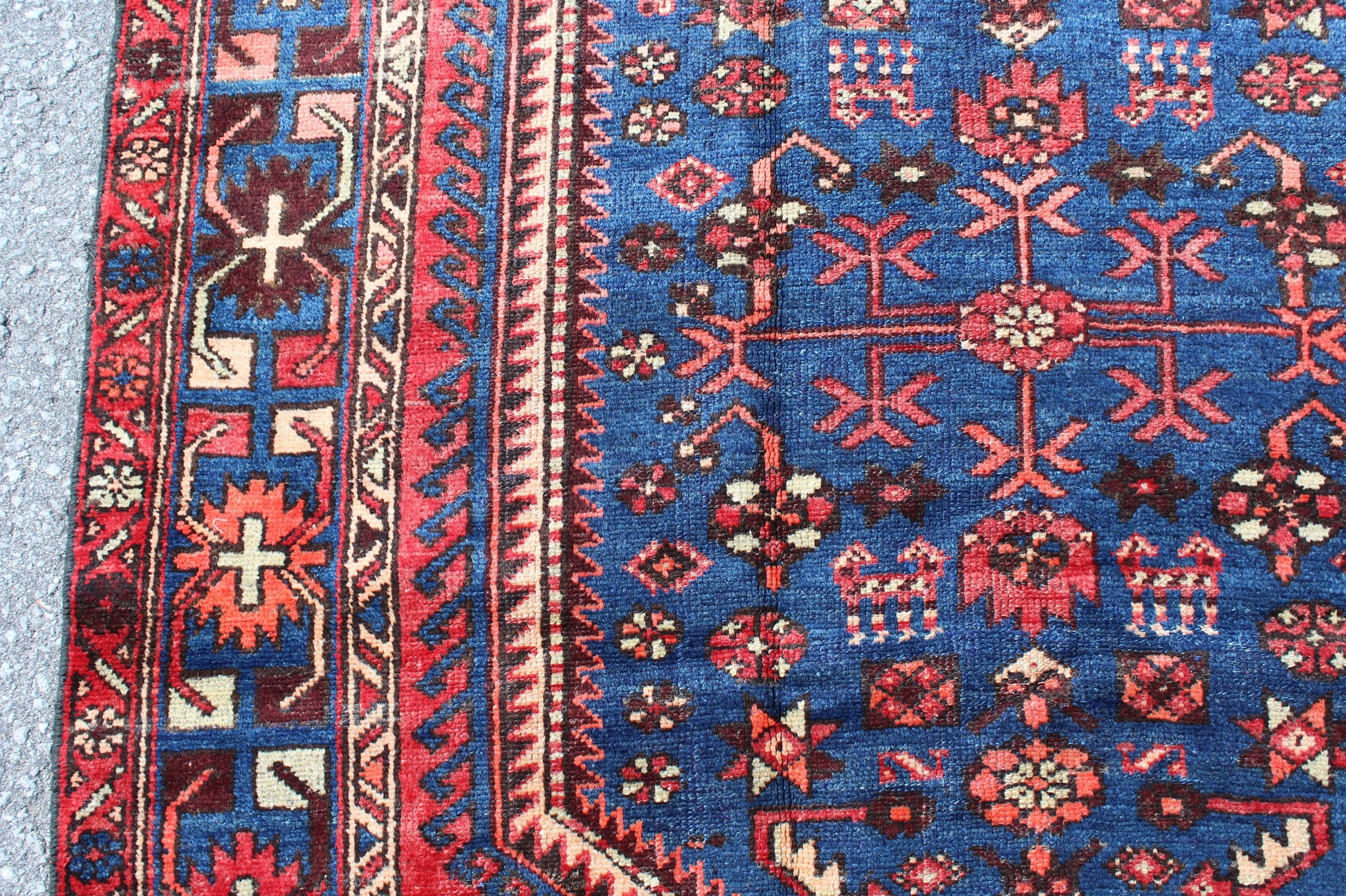 Red Blue 4x6 Vintage Rug | Tribal Oriental Persian Rug | Kazak Bohemian Rug | Handmade Rug6