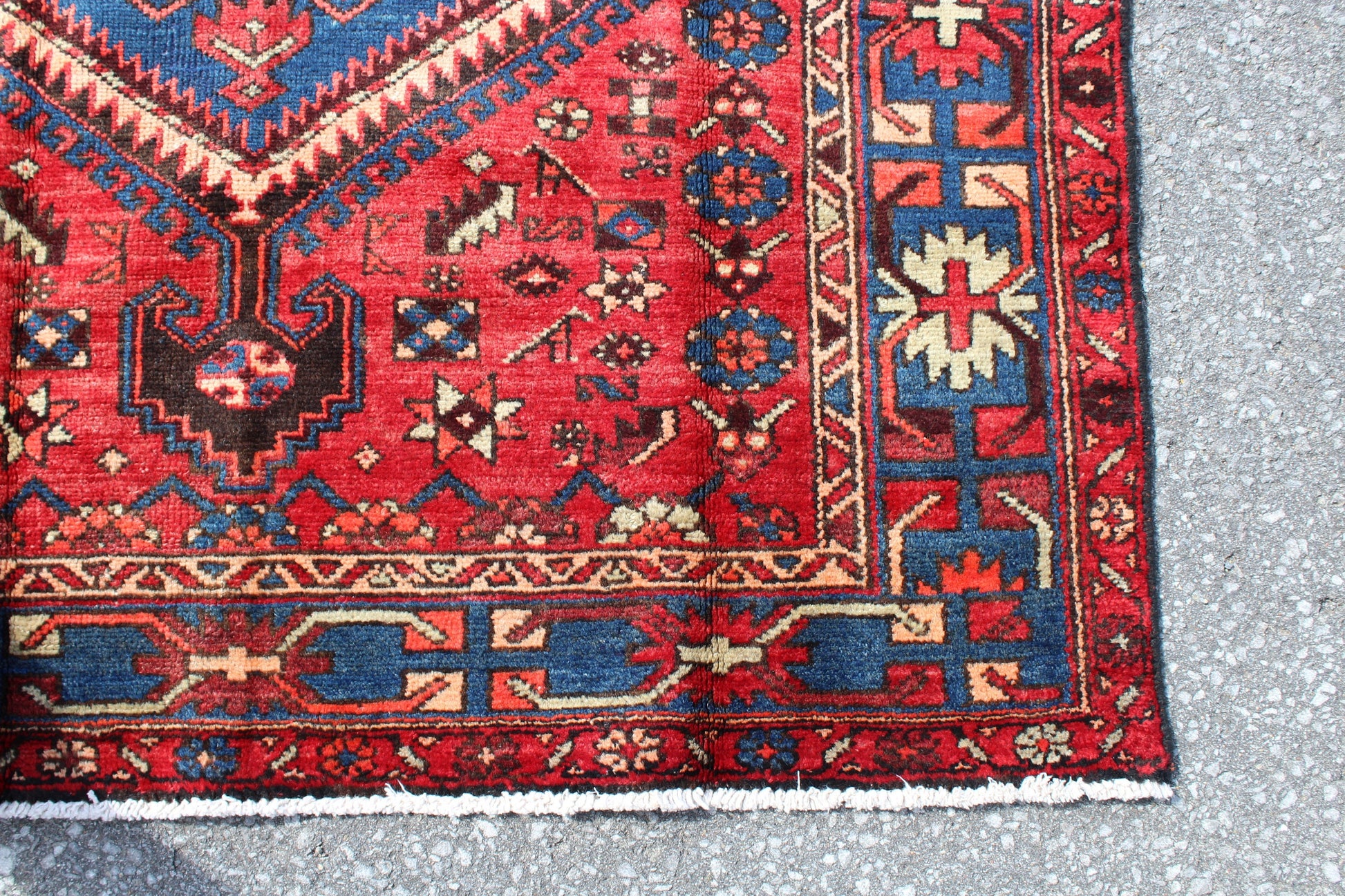Red Blue 4x6 Vintage Rug | Tribal Oriental Persian Rug | Kazak Bohemian Rug | Handmade Rug6