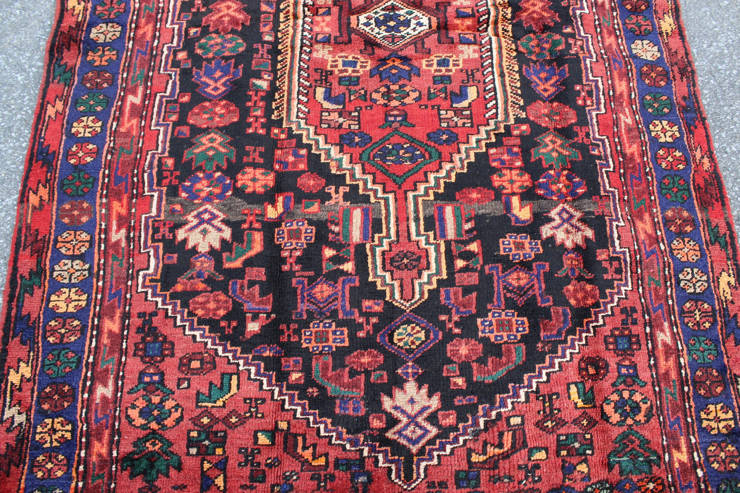 Red Black 4x7 Vintage Rug | Tribal Oriental Persian Rug | Kazak Bohemian Rug | Handmade Rug6